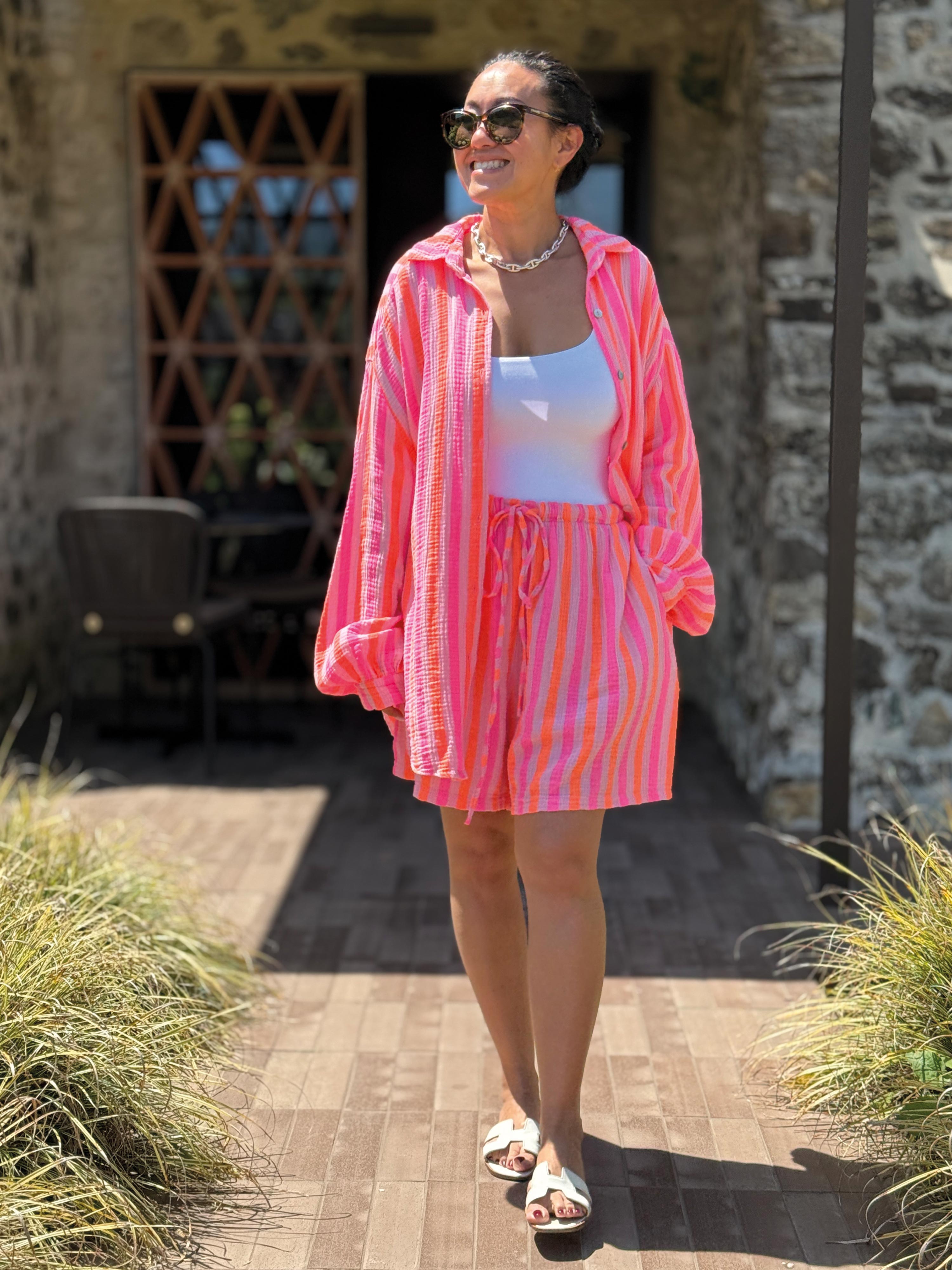 Musselin Bermuda Shorts - SUMMER BREEZE - Stripes Sugar Musselin Bermuda Shorts - SUMMER BREEZE - Stripes Sugar