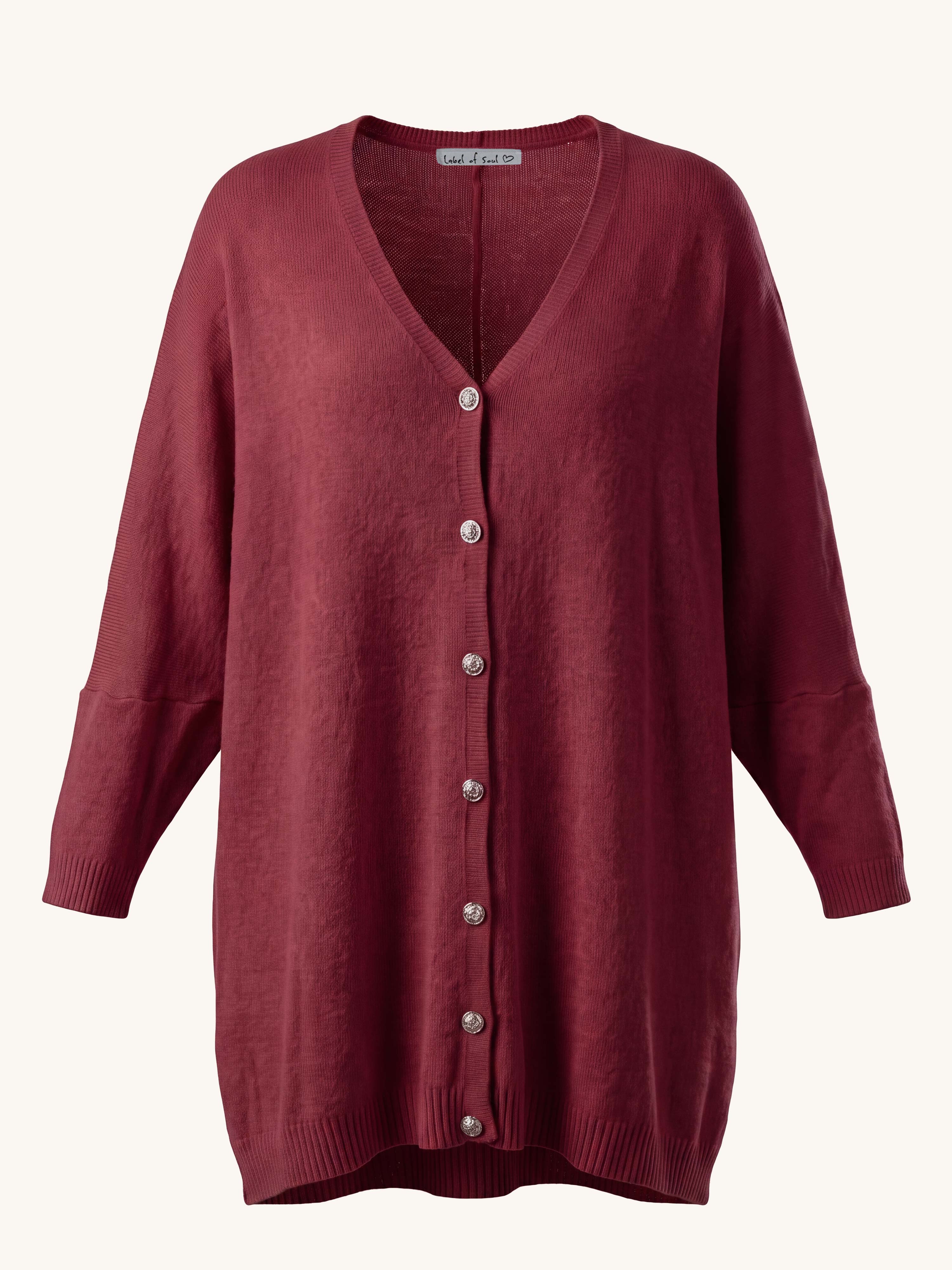 Oversize Viskose Cardigan CURVY - Burgundy