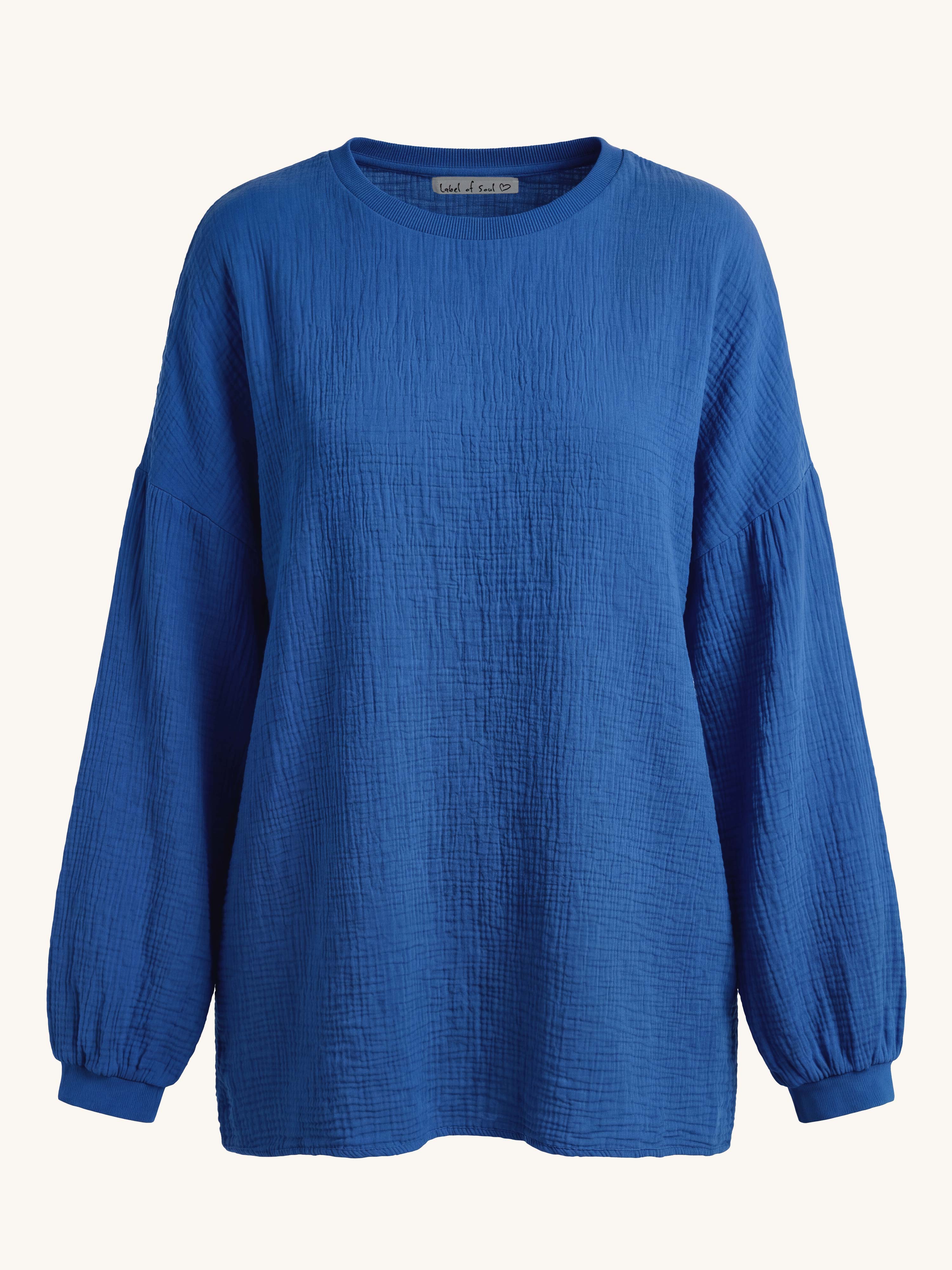 Musselin Oversize Sweatshirt - Royalblau