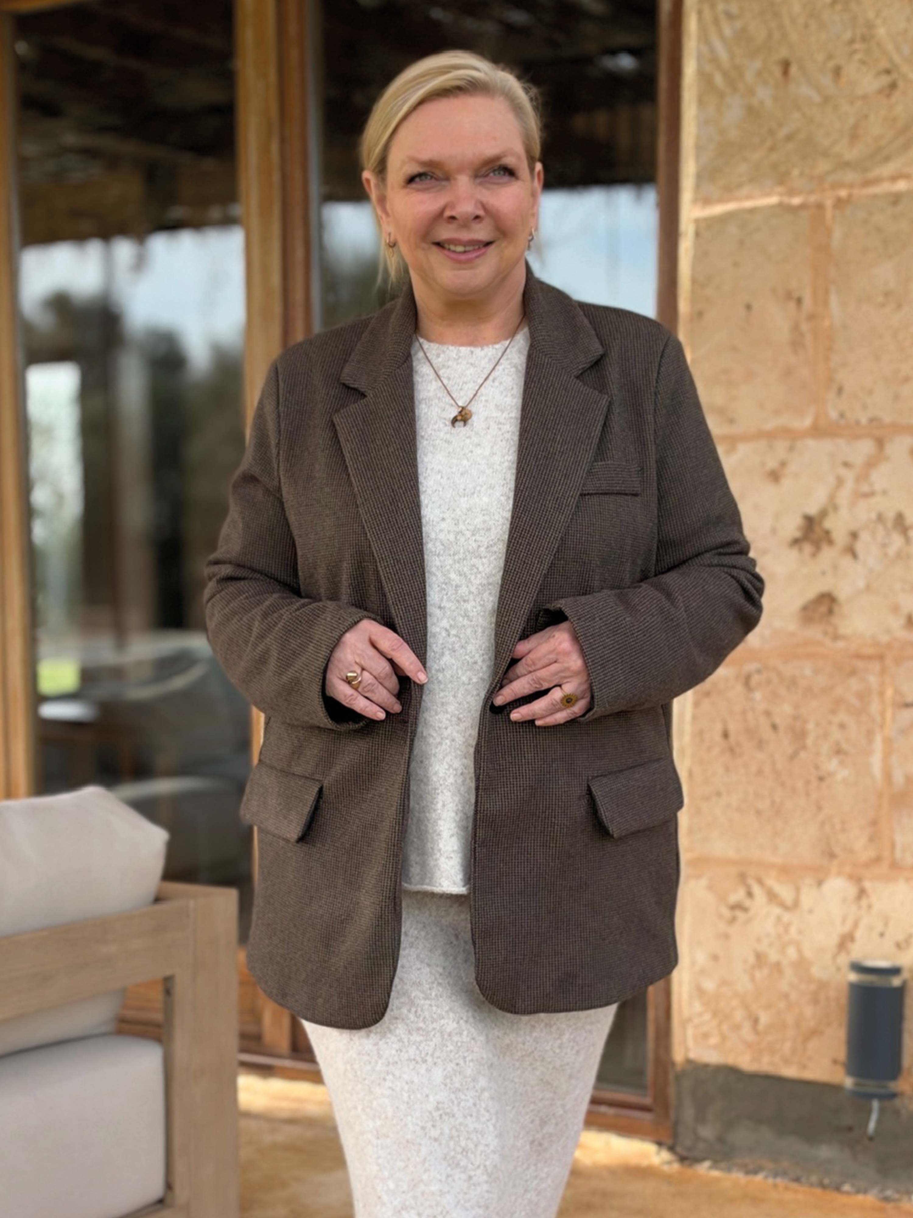 Oversize Blazer Jacke - KARO - Moro