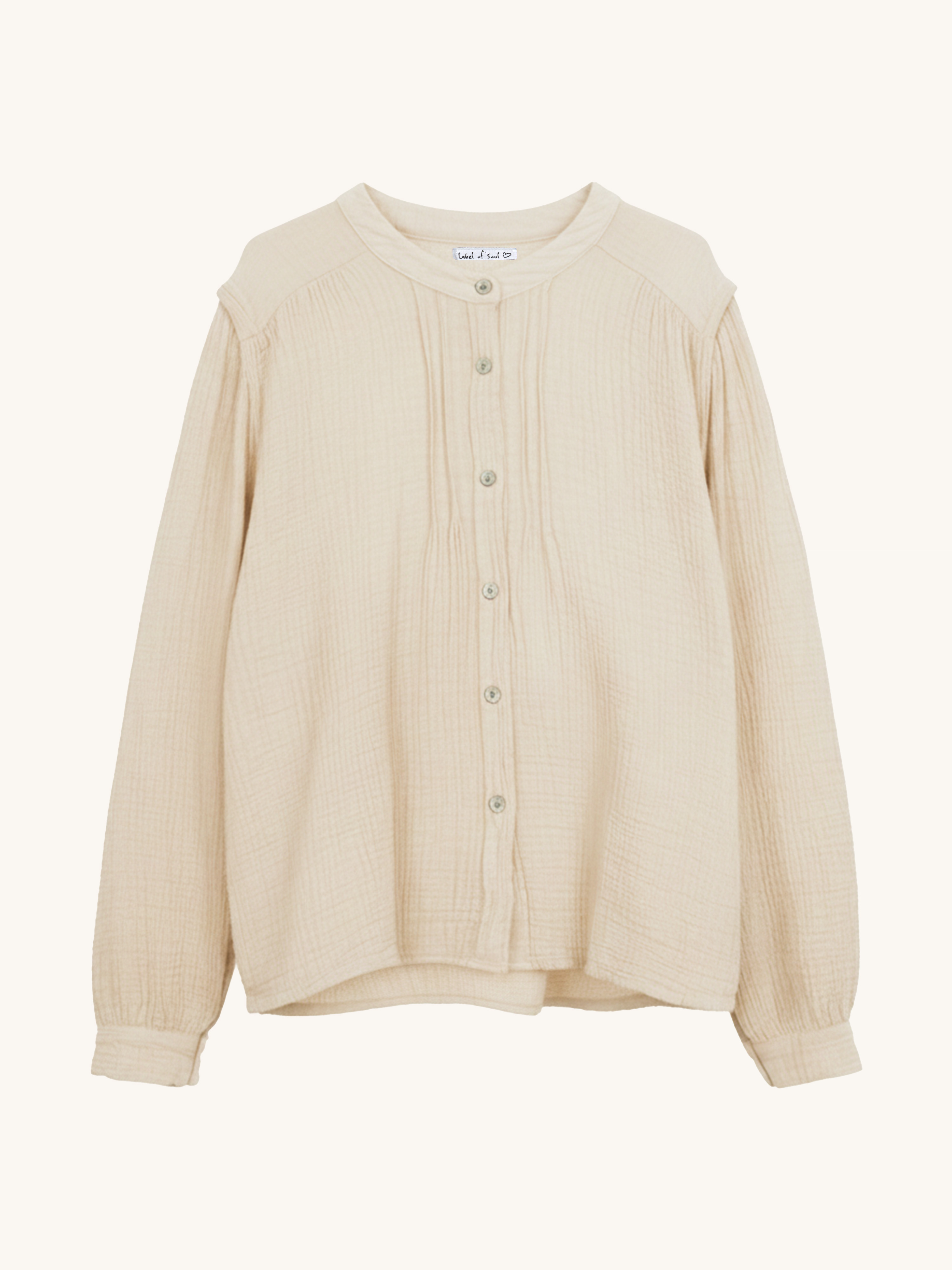 Musselin Oversize Rundhals Bluse - FLORENCE - Creme