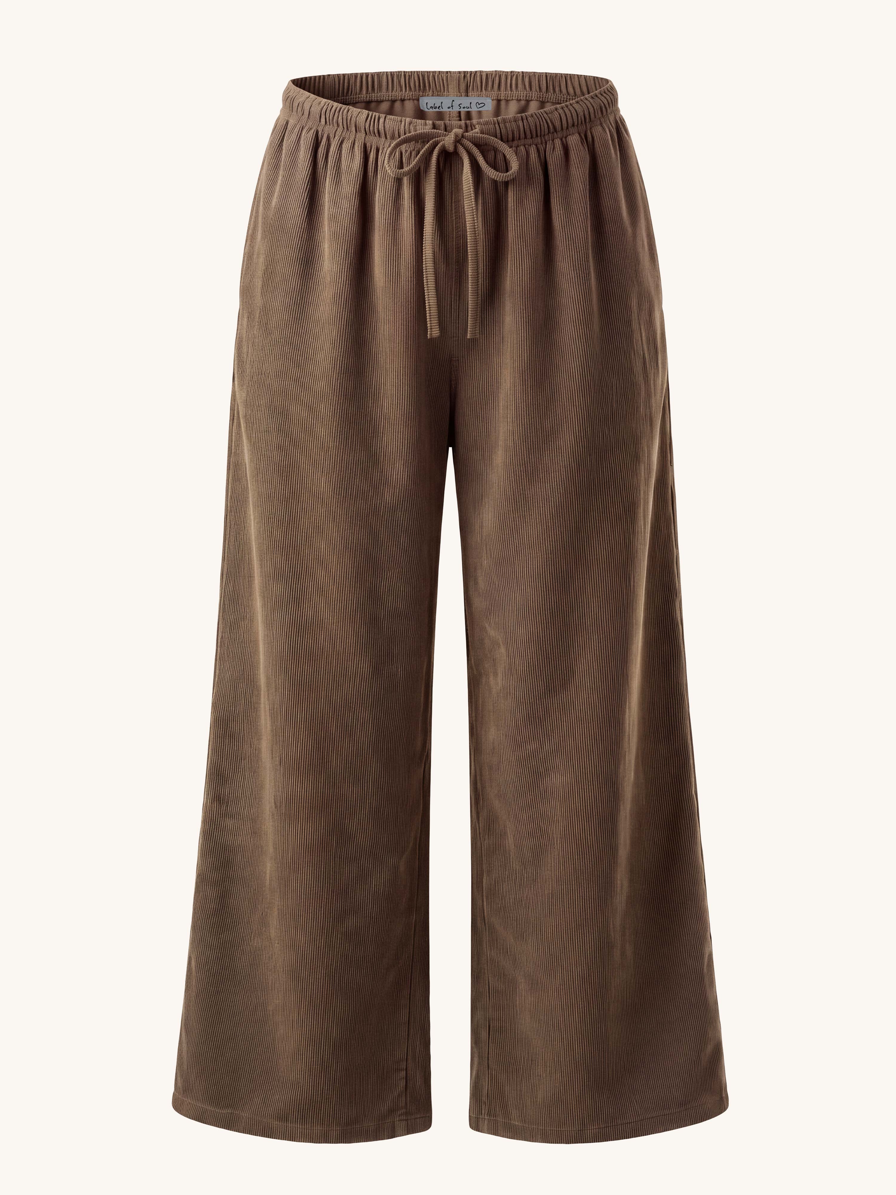 Feincord Palazzo Hose - REGULAR - Fango