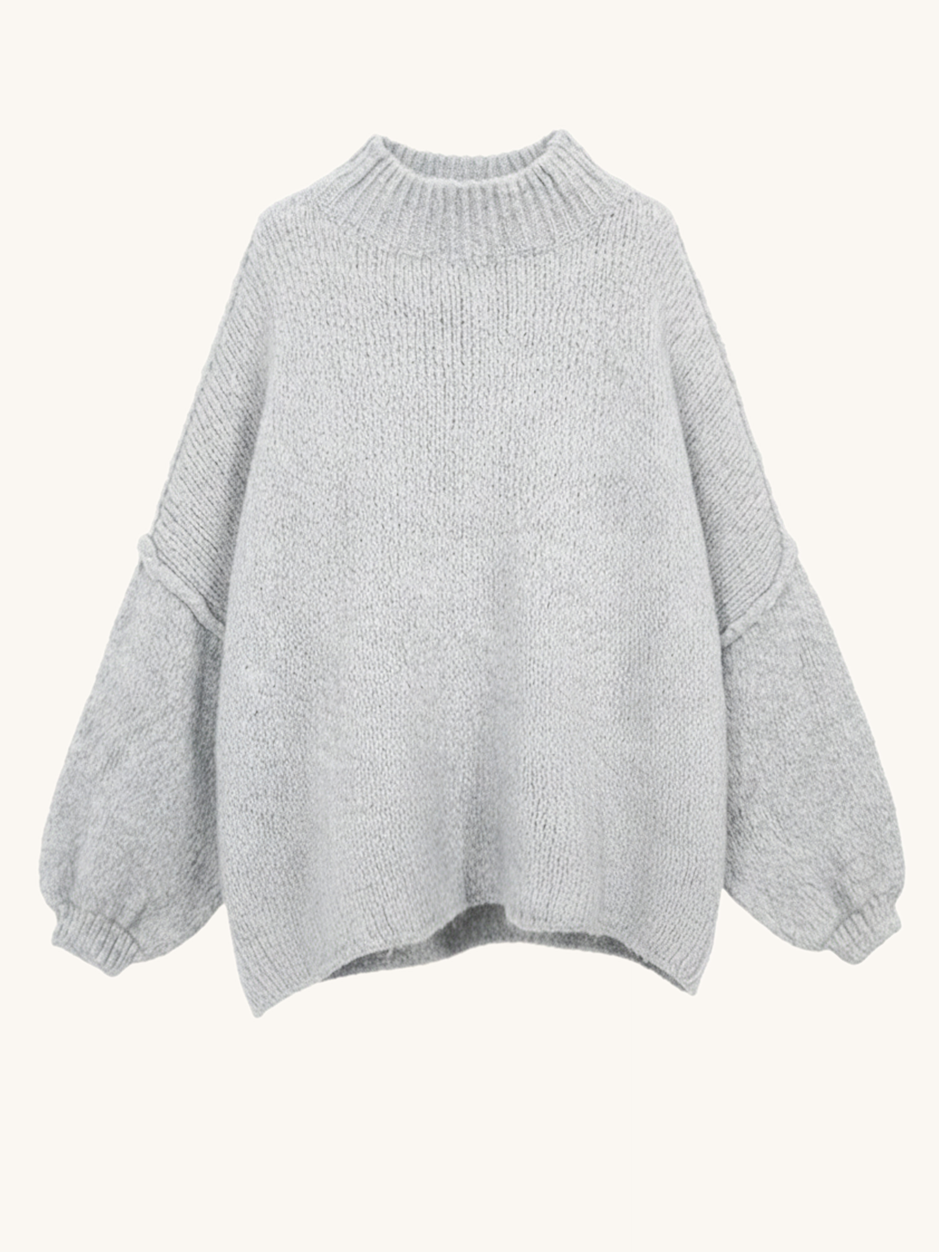 Oversize Strickpullover mit Stehkragen FLAUSCHI - REGULAR - Hellgrau