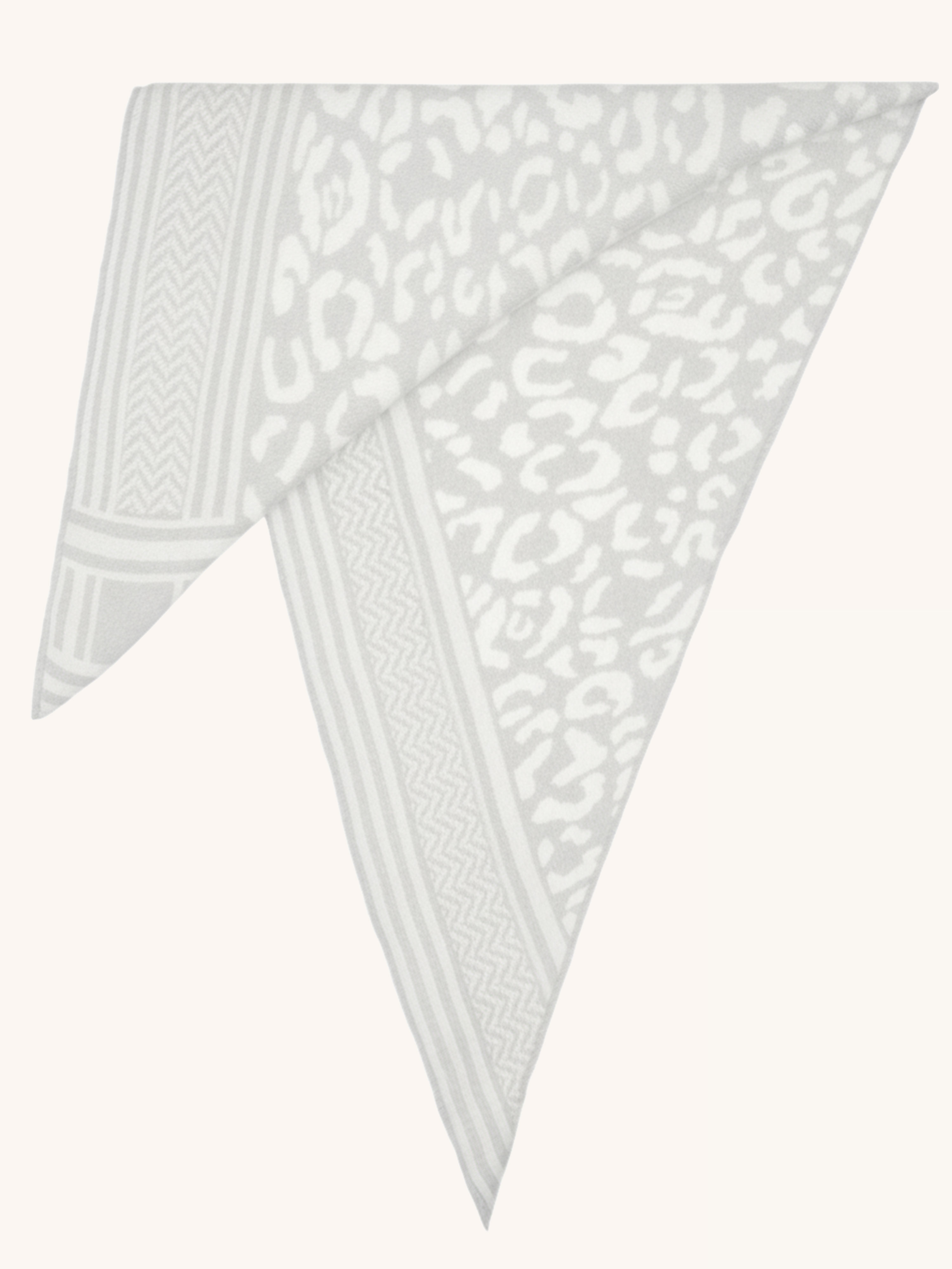 Dreiecksschal mit Kaschmiranteil  - Leo - Hellgrau