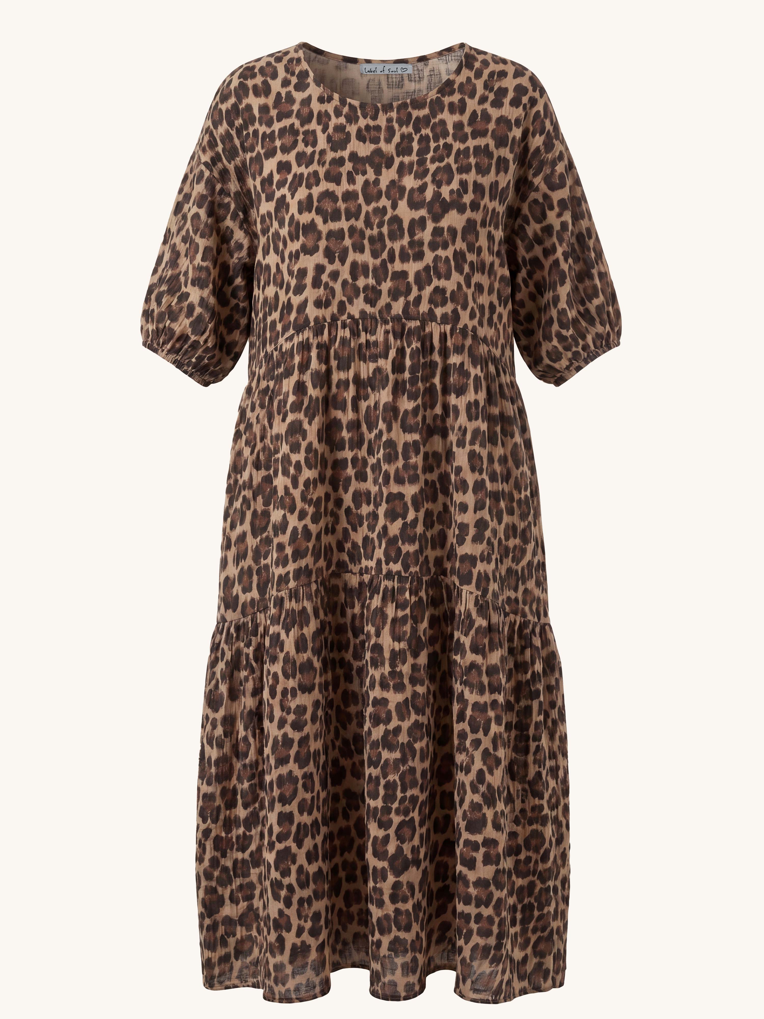 Oversize Musselin Kleid mit Rundhalsausschnitt - Leo Camel