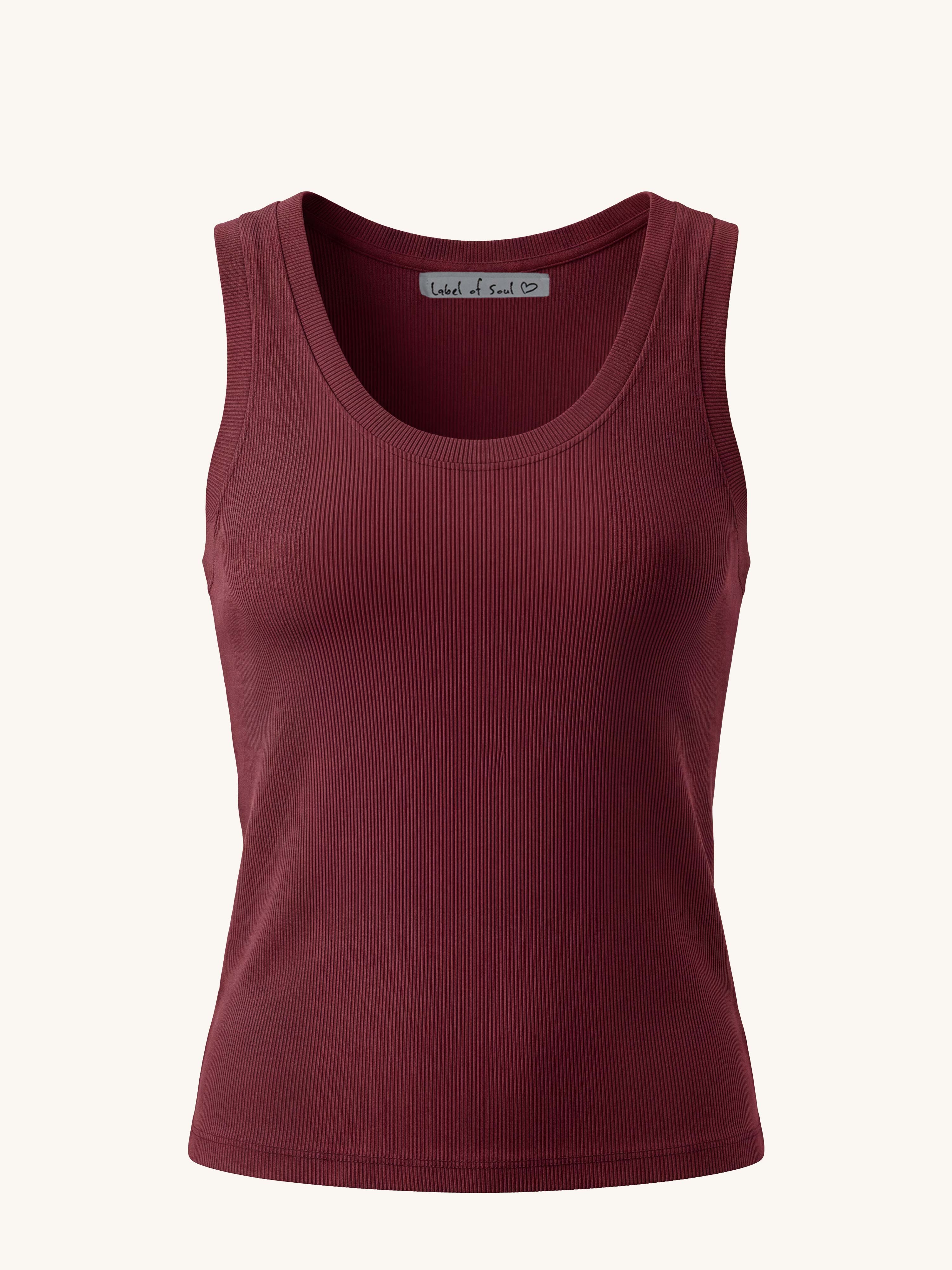 Basic Top mit weitem Ausschnitt - CURVY - Burgundy