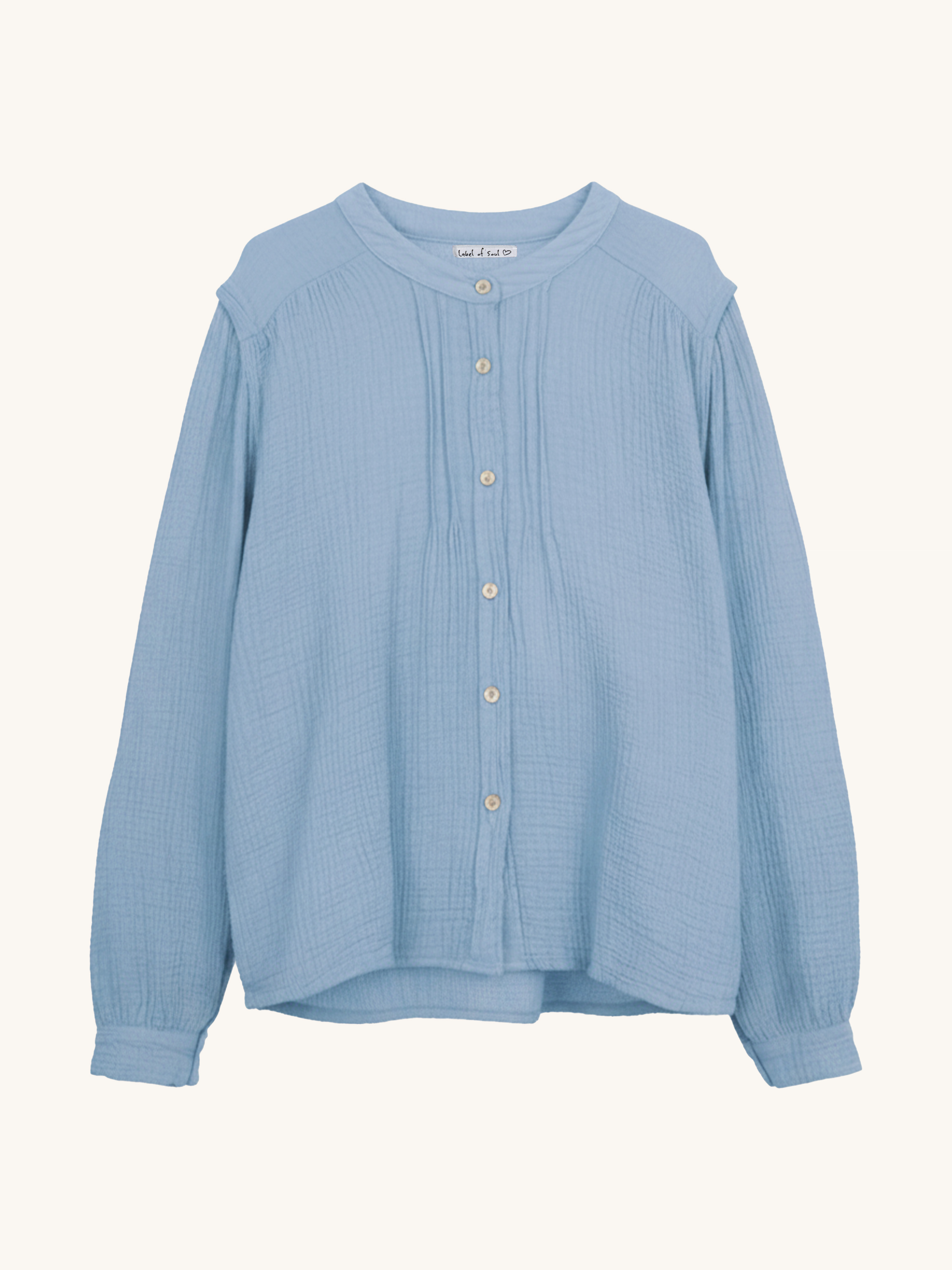 Musselin Oversize Rundhals Bluse - FLORENCE - Babyblau