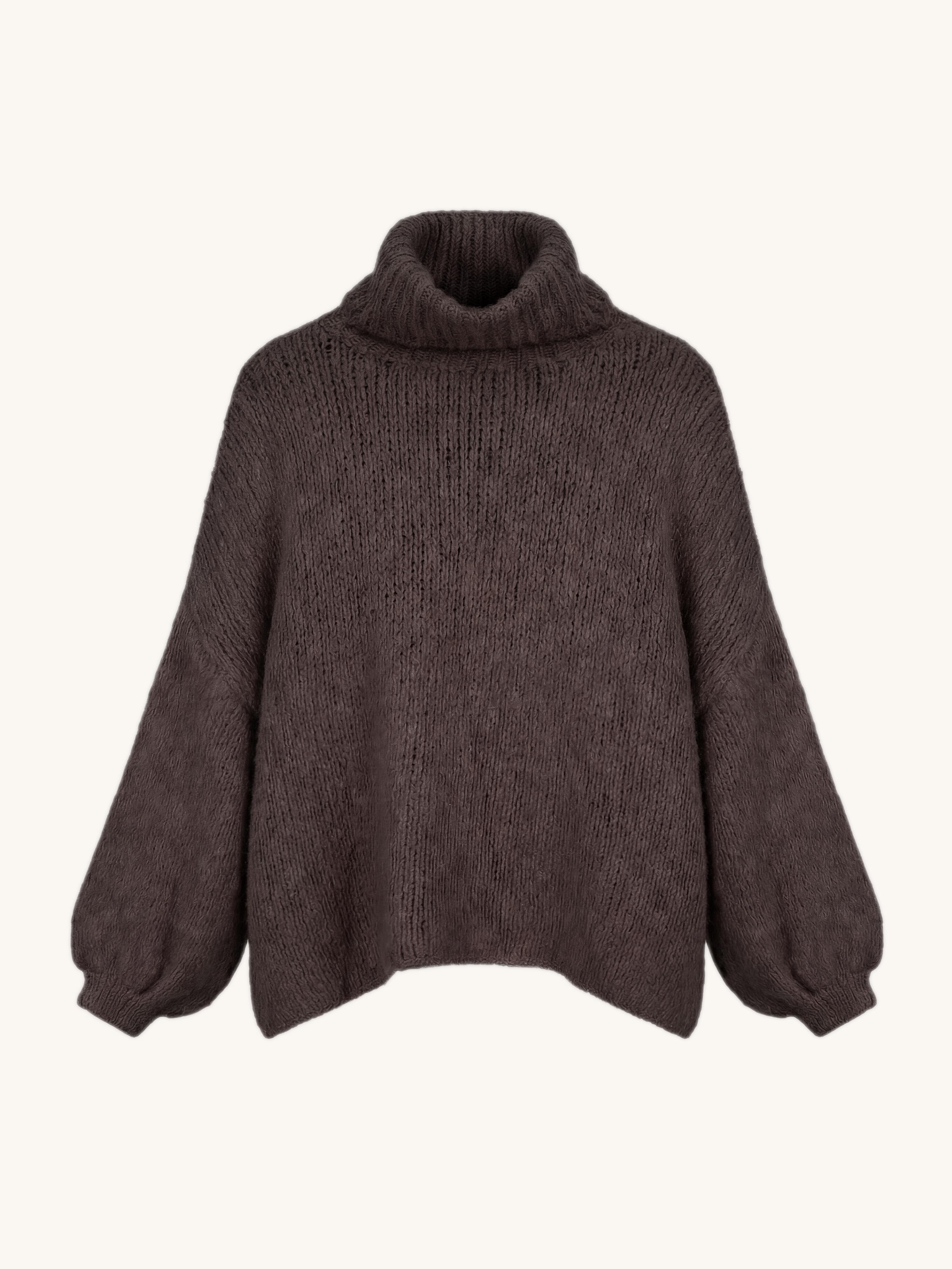 Oversize Pullover mit Rollkragen - FLAUSCHI - Schoko