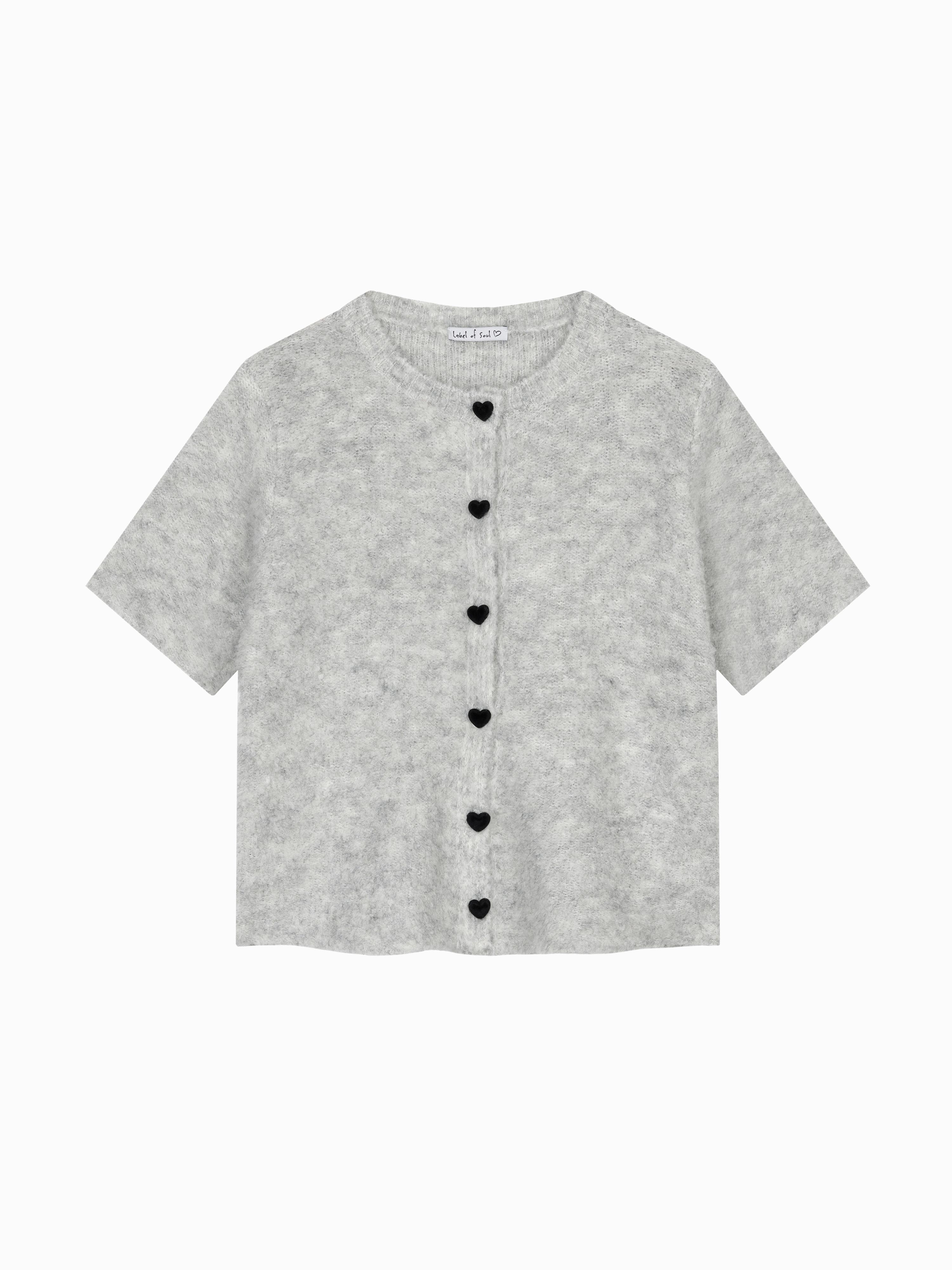 Viskose Kurzarm Cardigan - AMORE - Grau Viskose Kurzarm Cardigan - AMORE - Grau