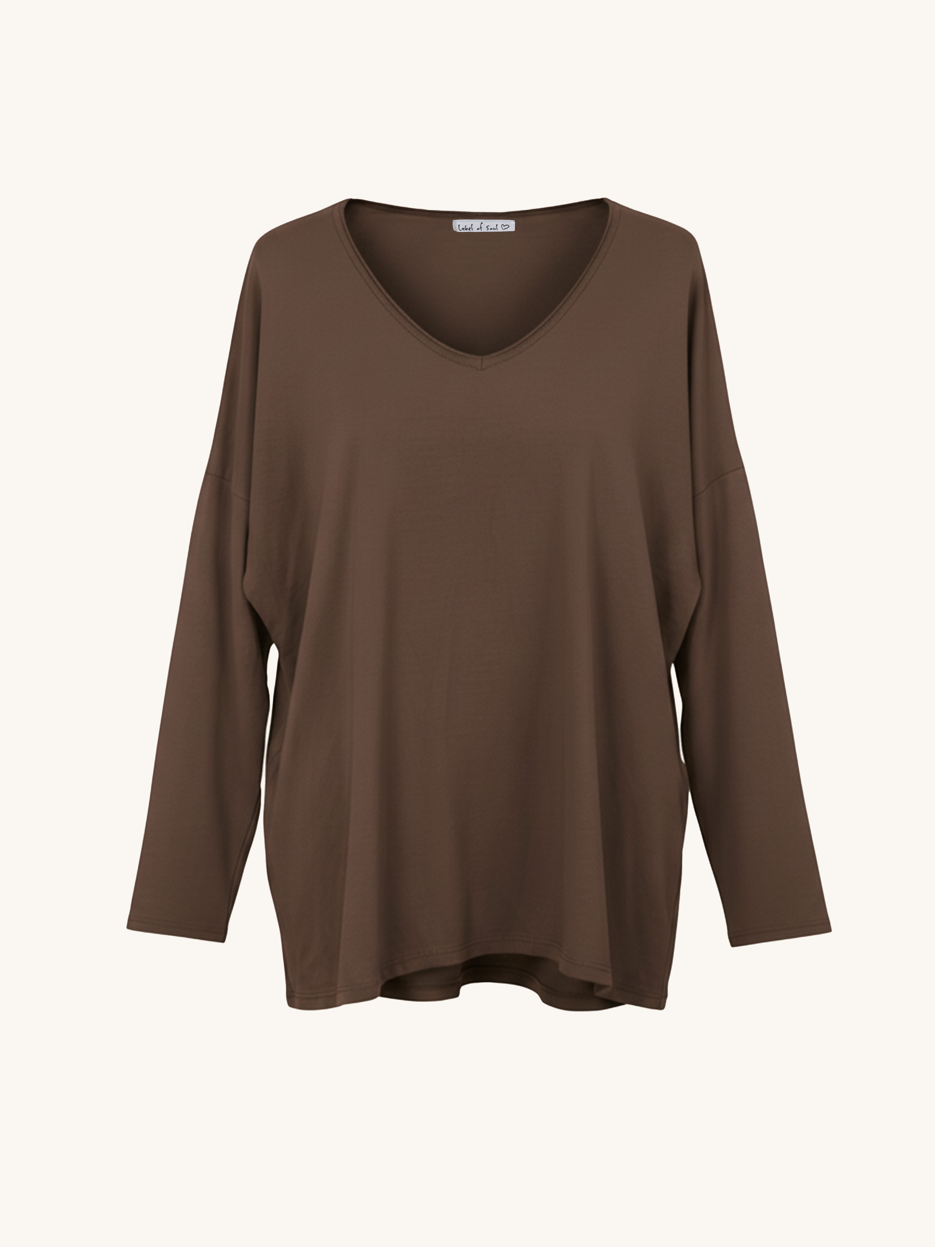 Basic Langarmshirt V-NECK - Schoko