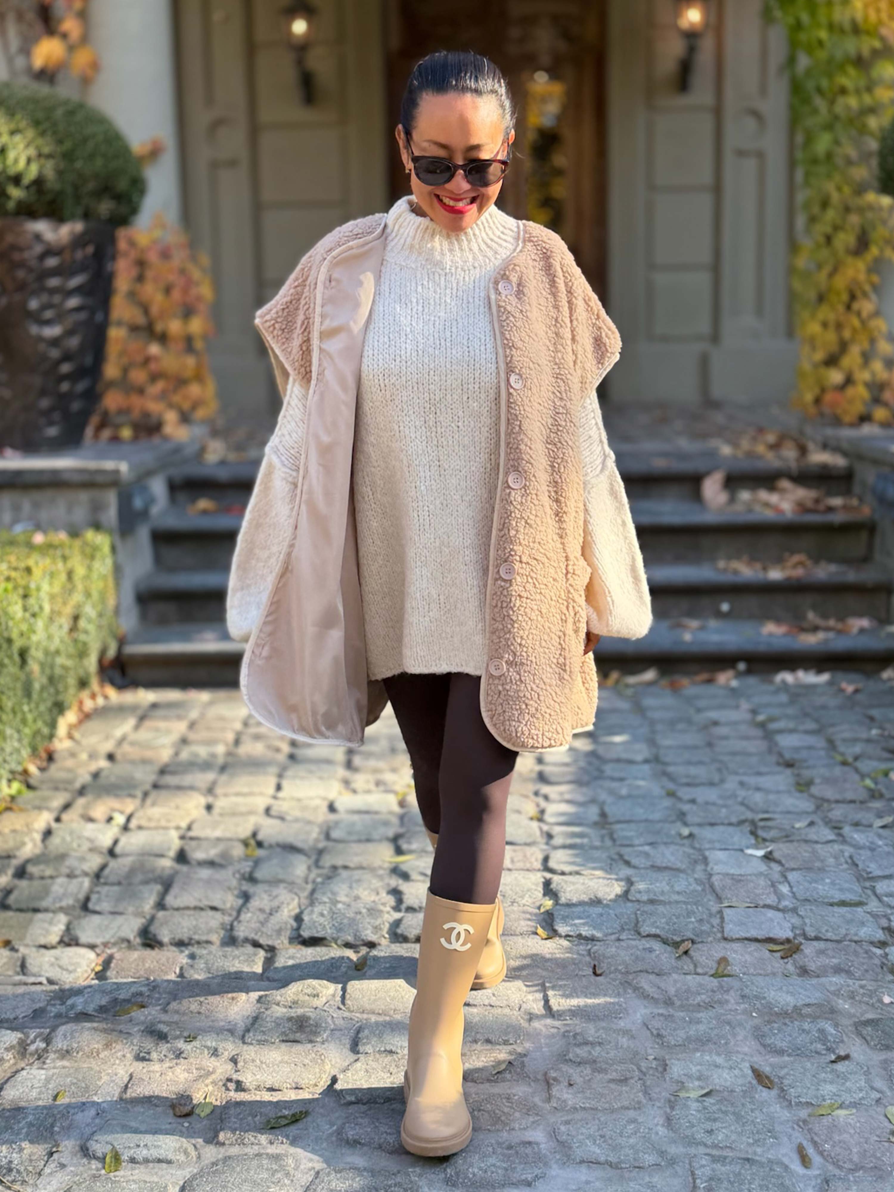 Oversize Teddylook Weste - ALMA - Oatmeal