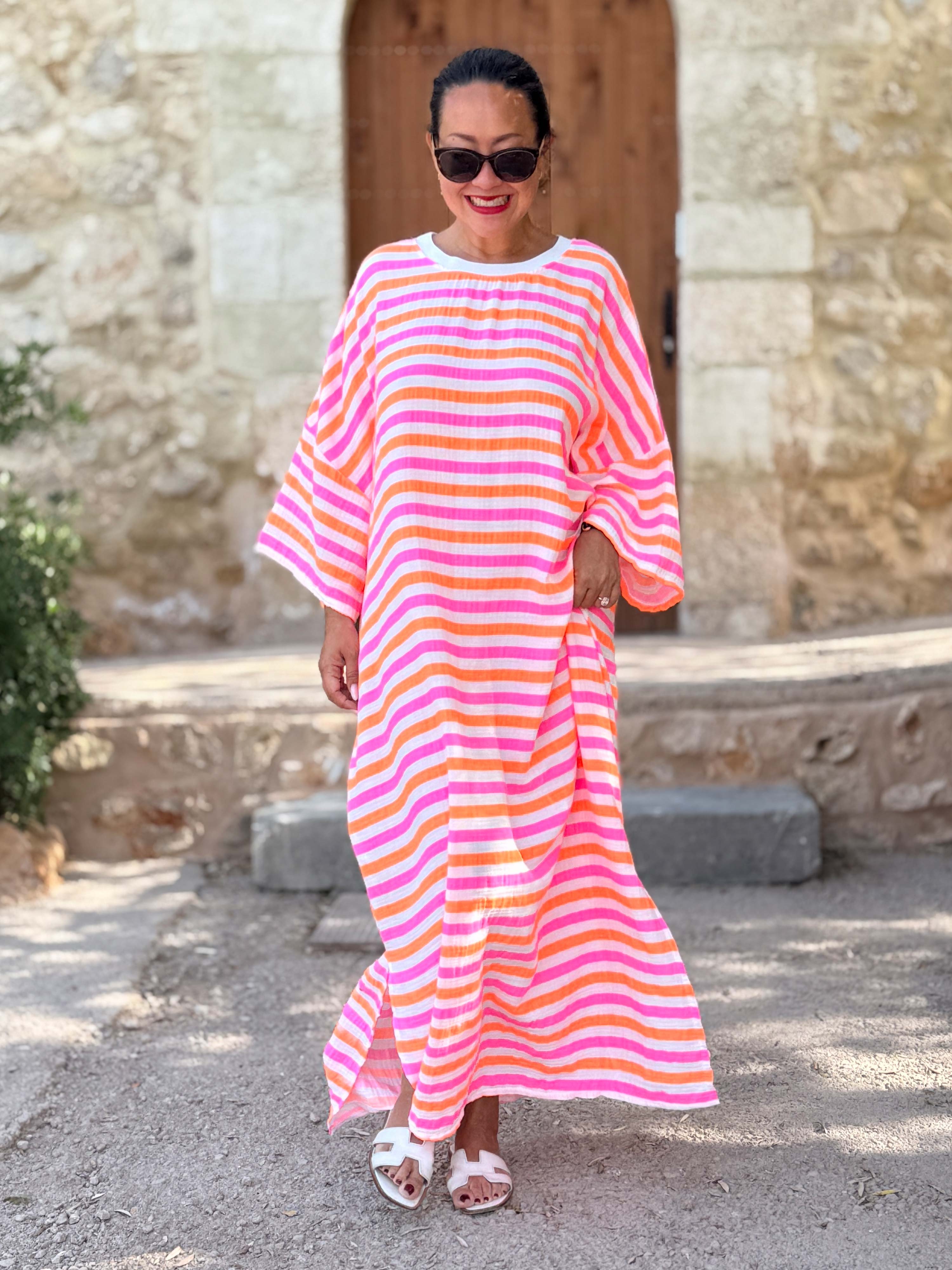 Musselin Oversize Kurzarm Sweatkleid - Beach Musselin Oversize Kurzarm Sweatkleid - Beach