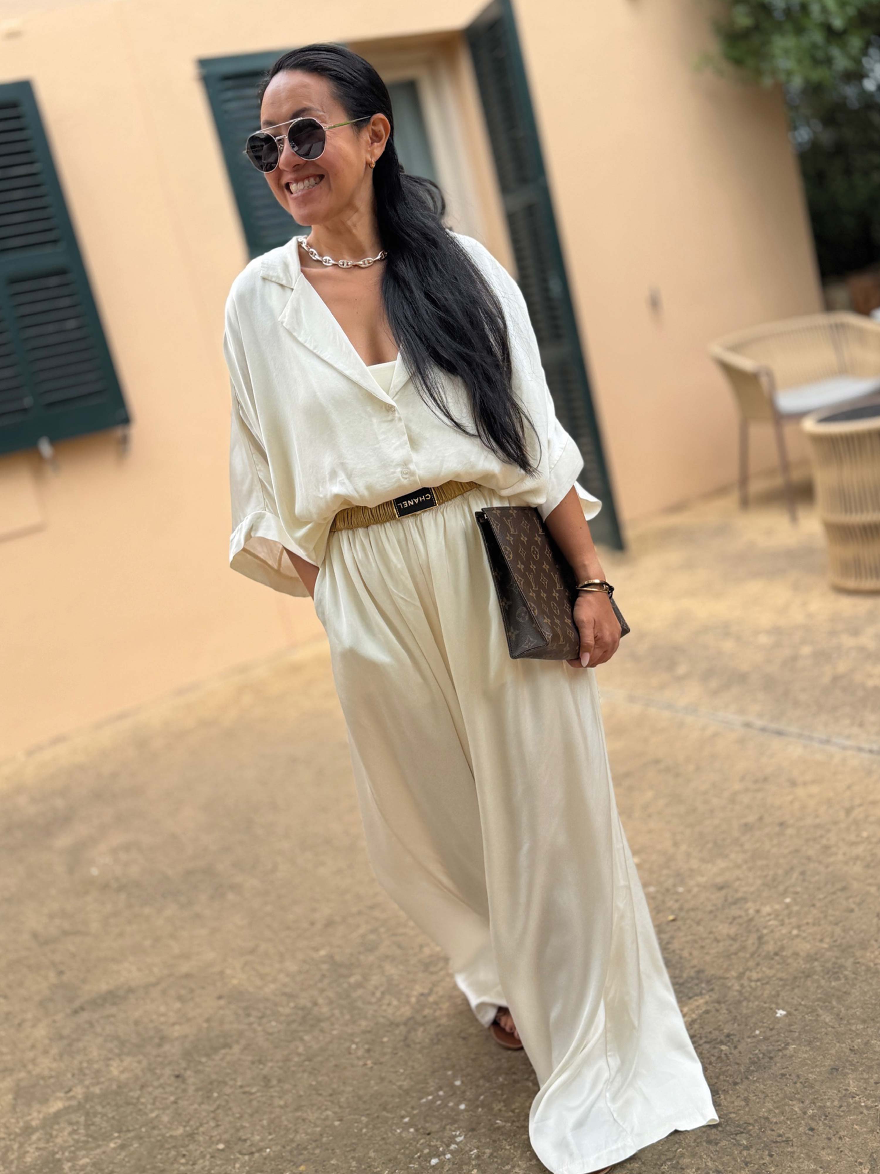 Viskose Oversize Hemdbluse - ELEGANCE - Creme