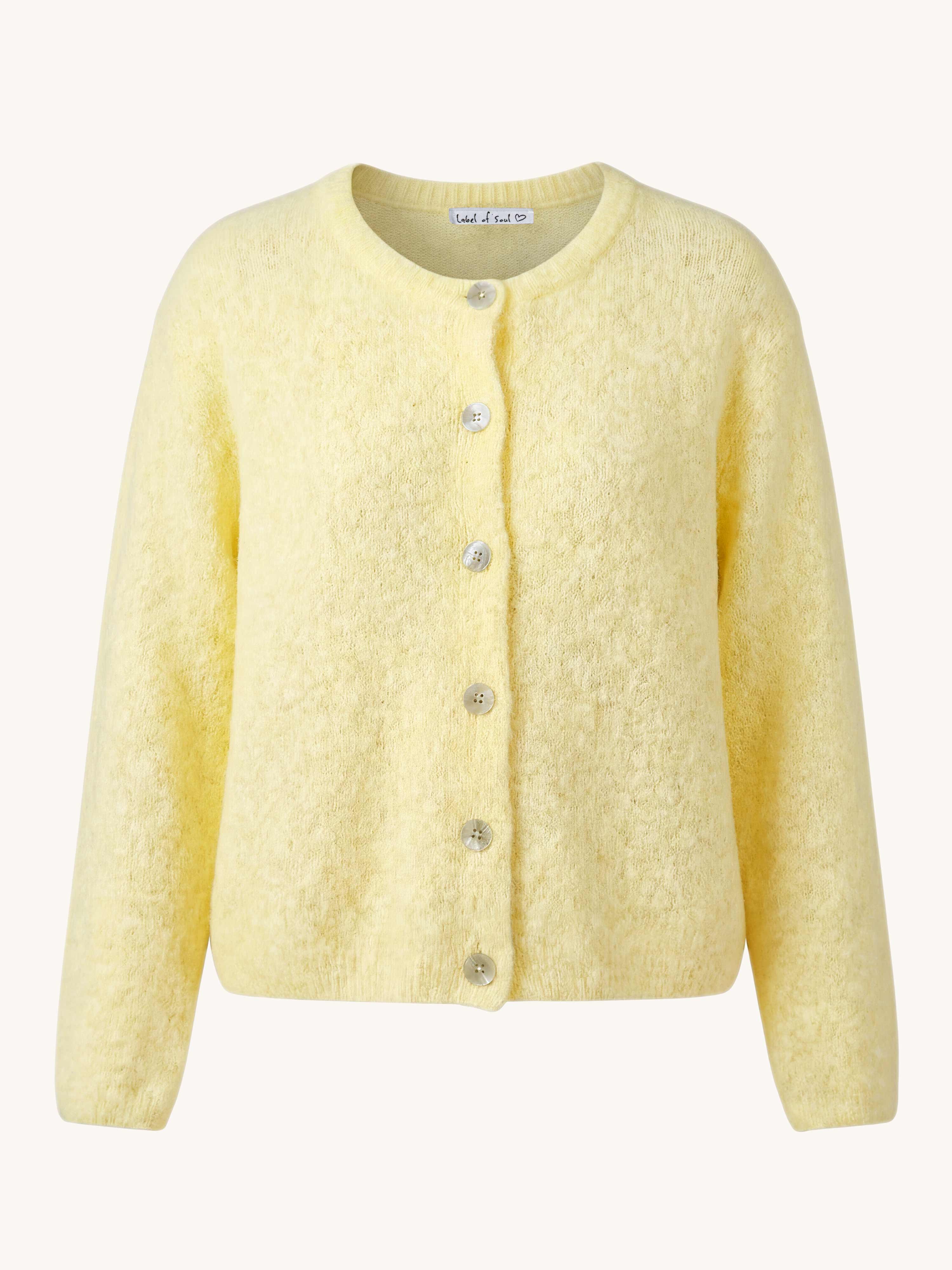 PRE-ORDER: Soft Strickjacke mit Alpakawollanteil - Gelb