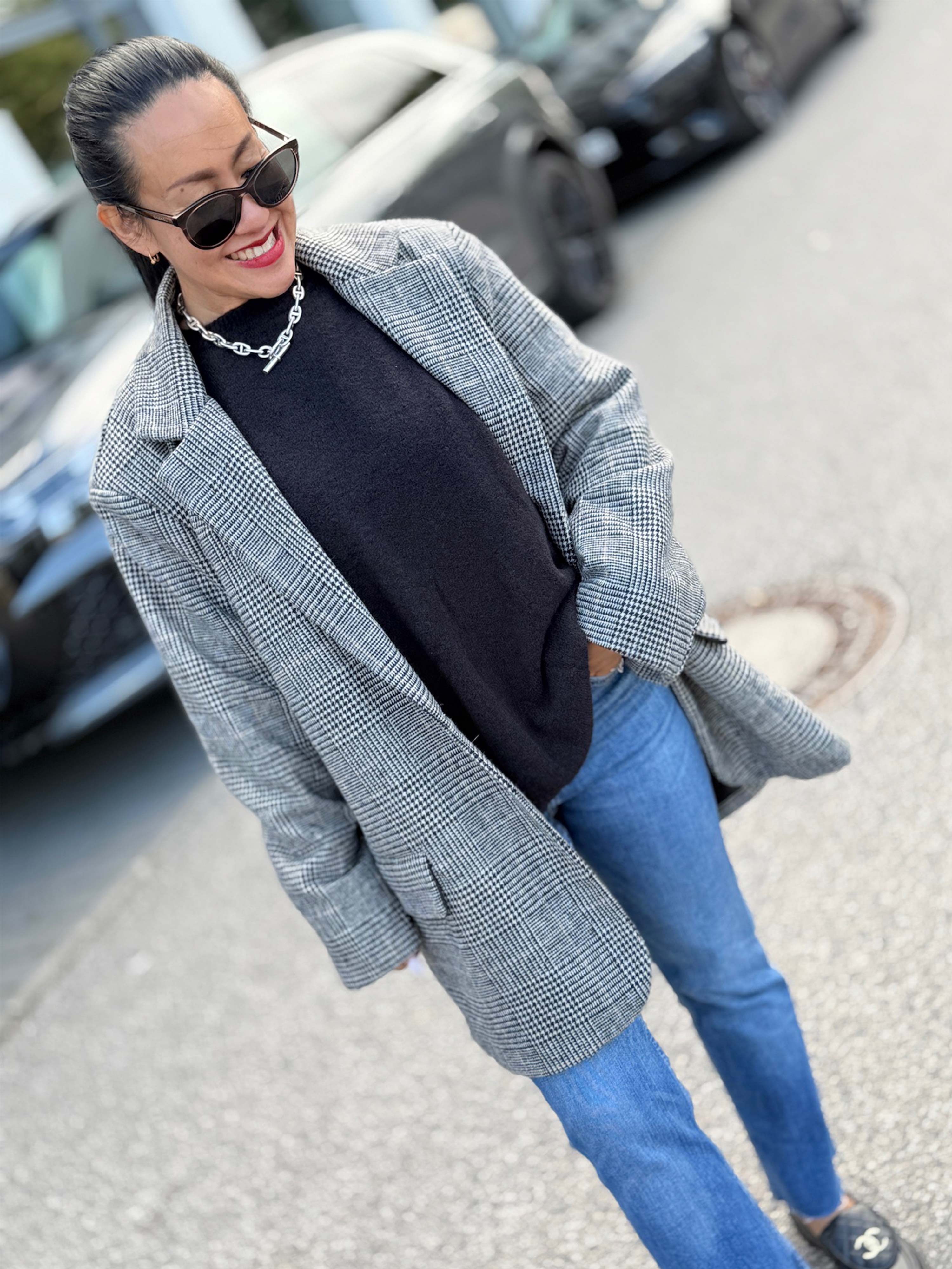 Oversize Blazer Jacke - KARO - Rouge
