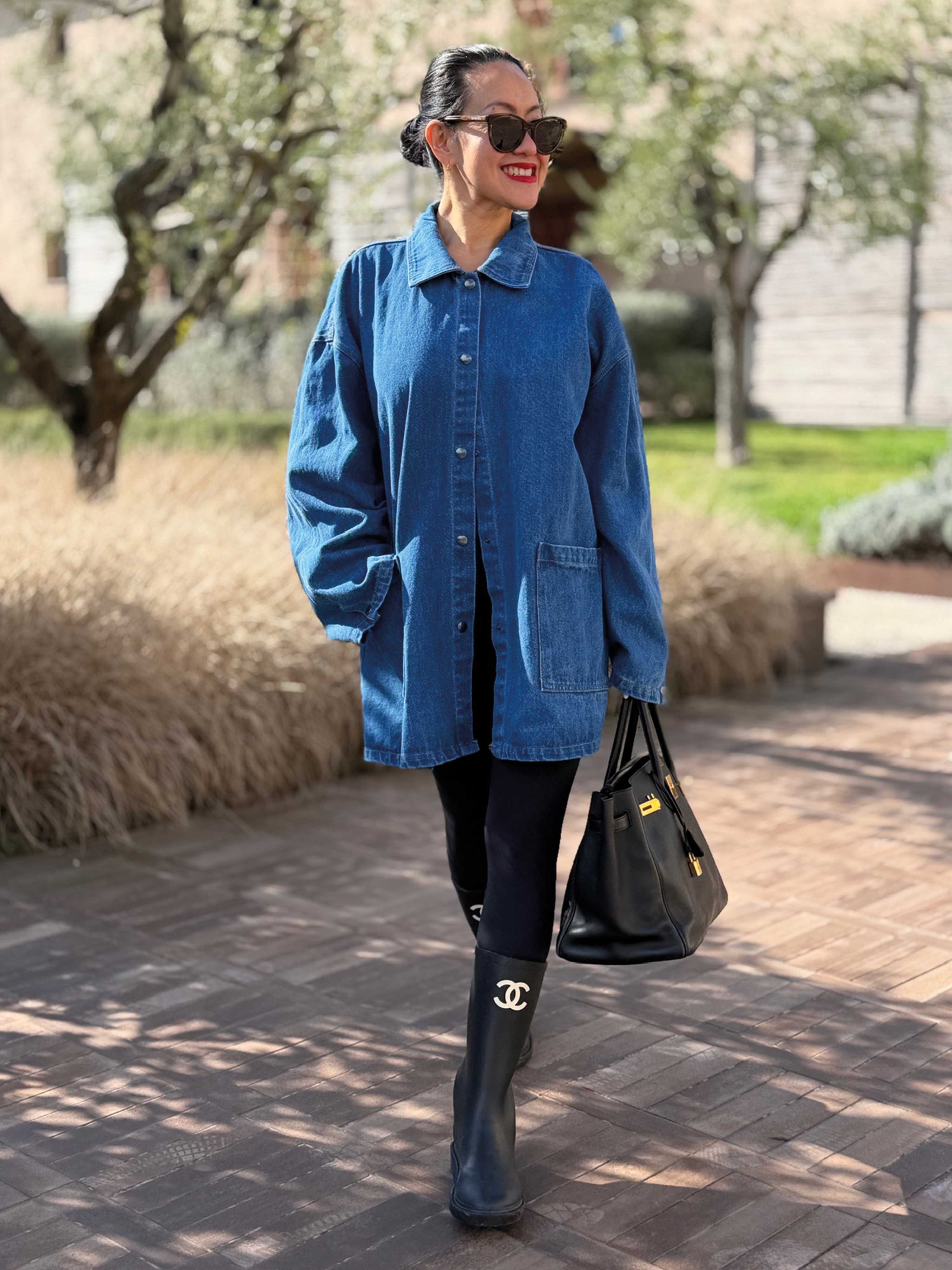 Denim Overshirt Jacke mit Taschen - Denim Blue