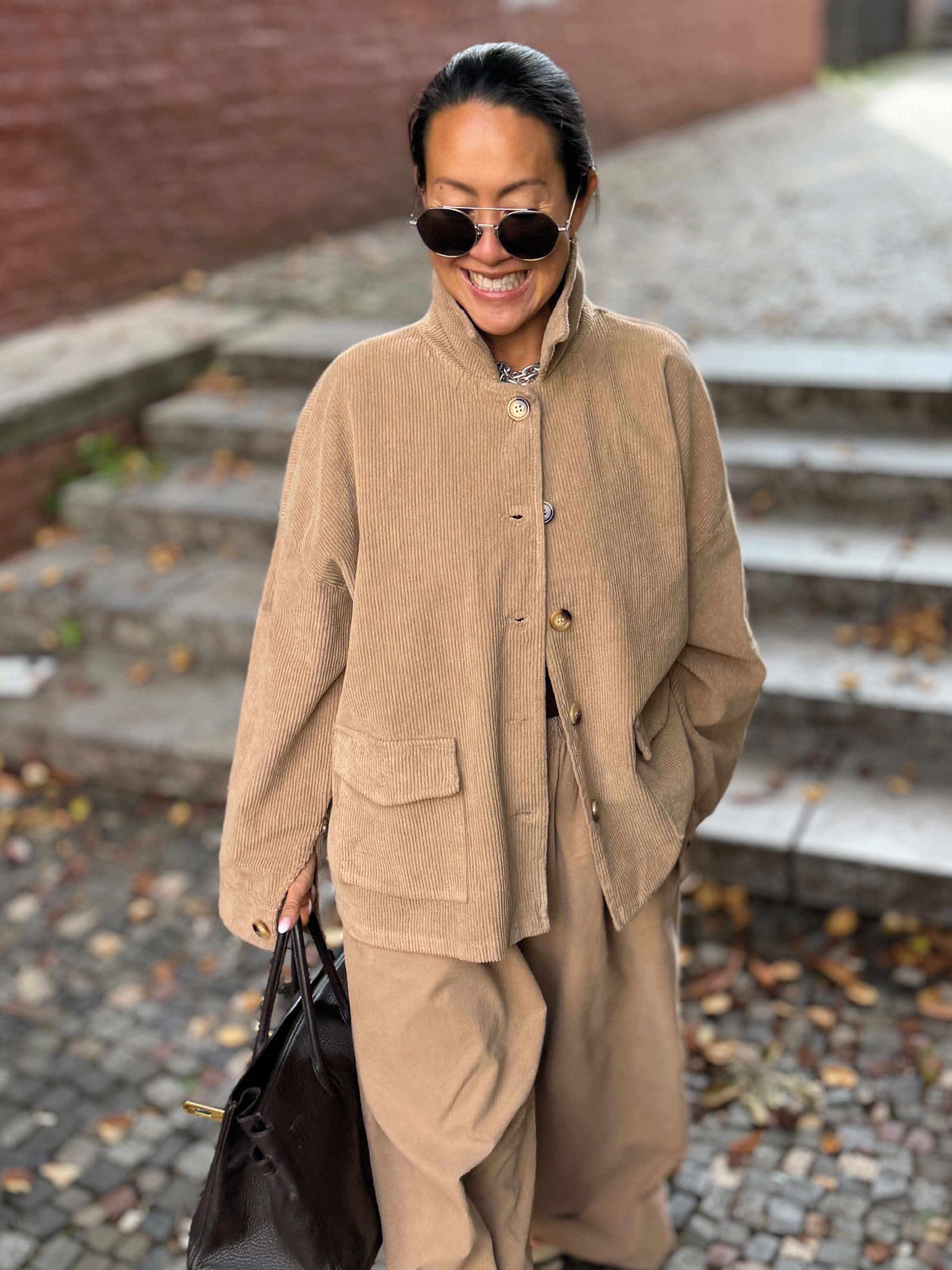 Cord Overshirt Jacke - Camel