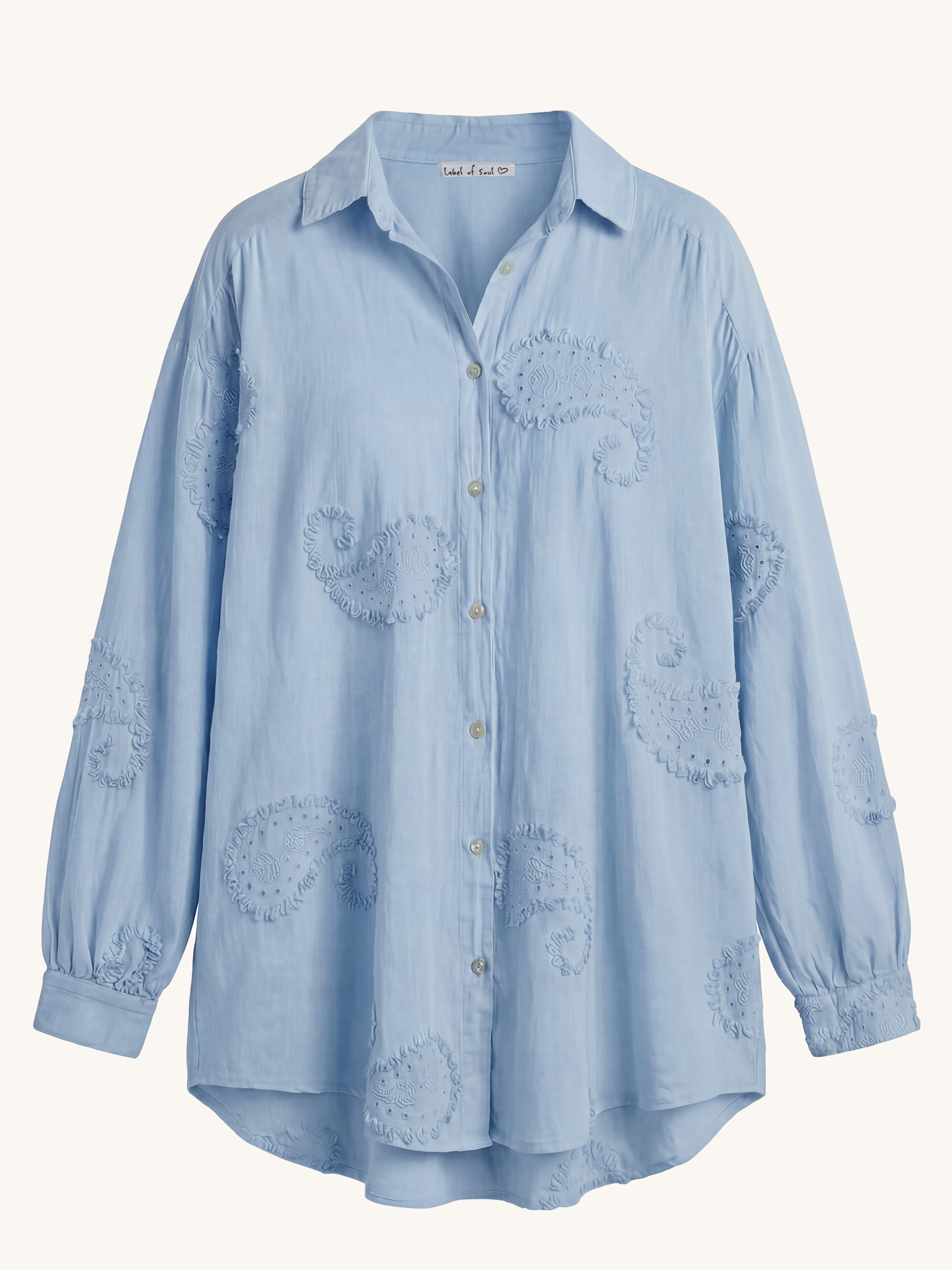 Cotton Oversize Long Bluse - OHANA - Babyblau