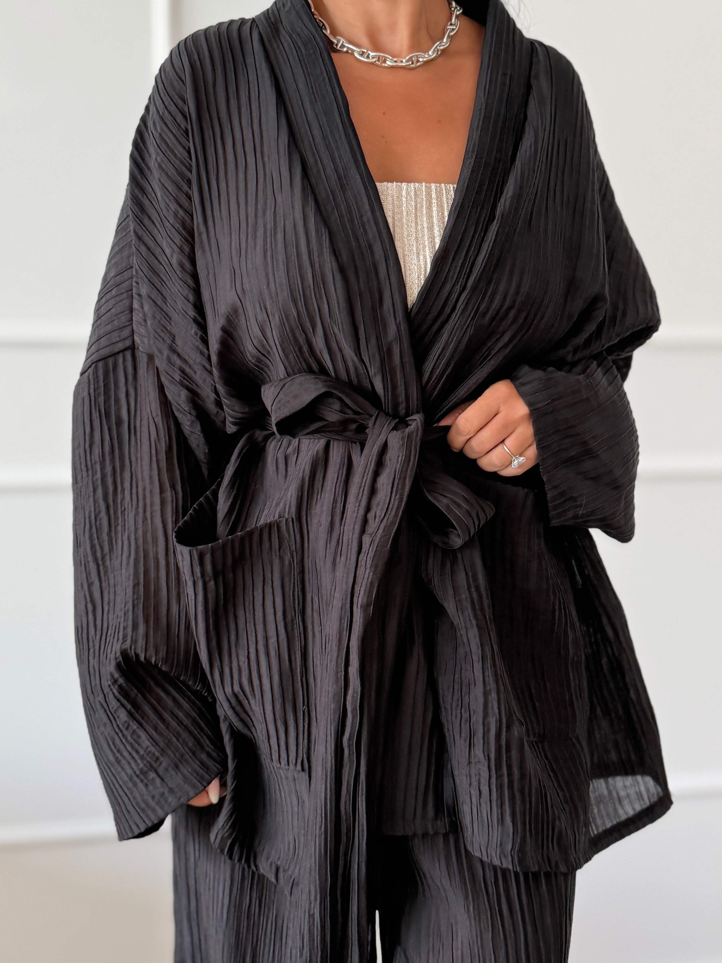 Wickel Kimono Jacke - NOA - Midnight Black Wickel Kimono Jacke - NOA - Midnight Black