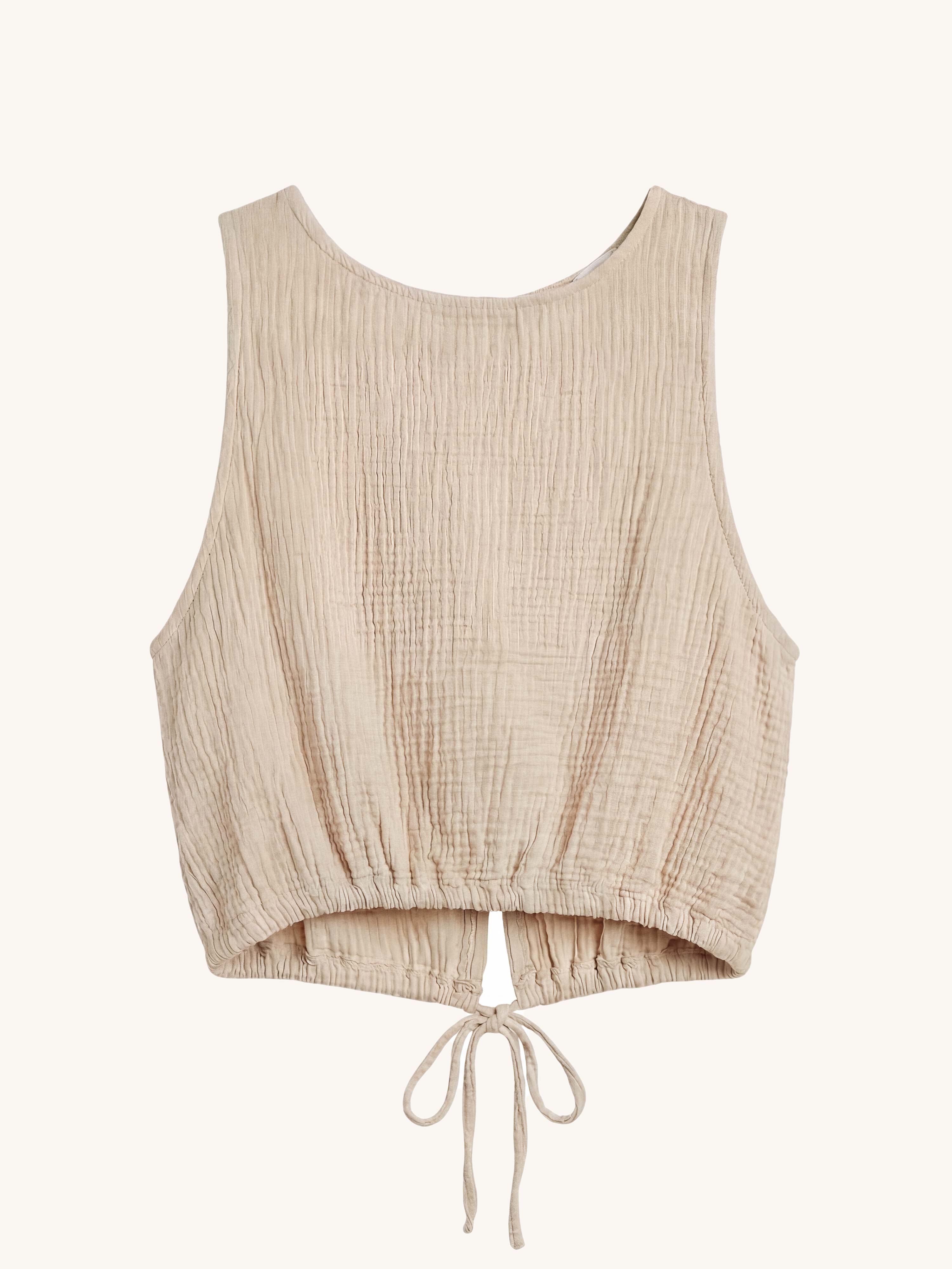 Musselin Cropped Top - Beige