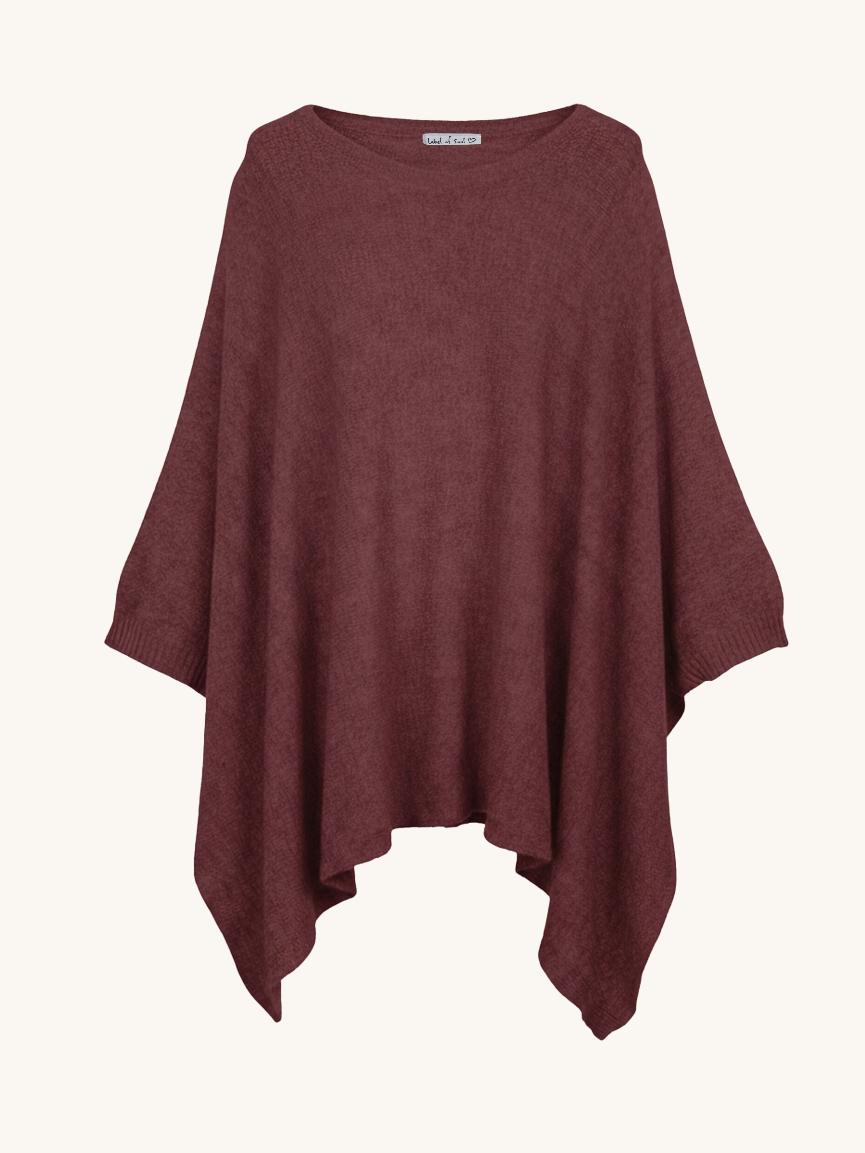 Oversize Viskose Kurzarm Poncho - Burgundy Oversize Viskose Kurzarm Poncho - Burgundy