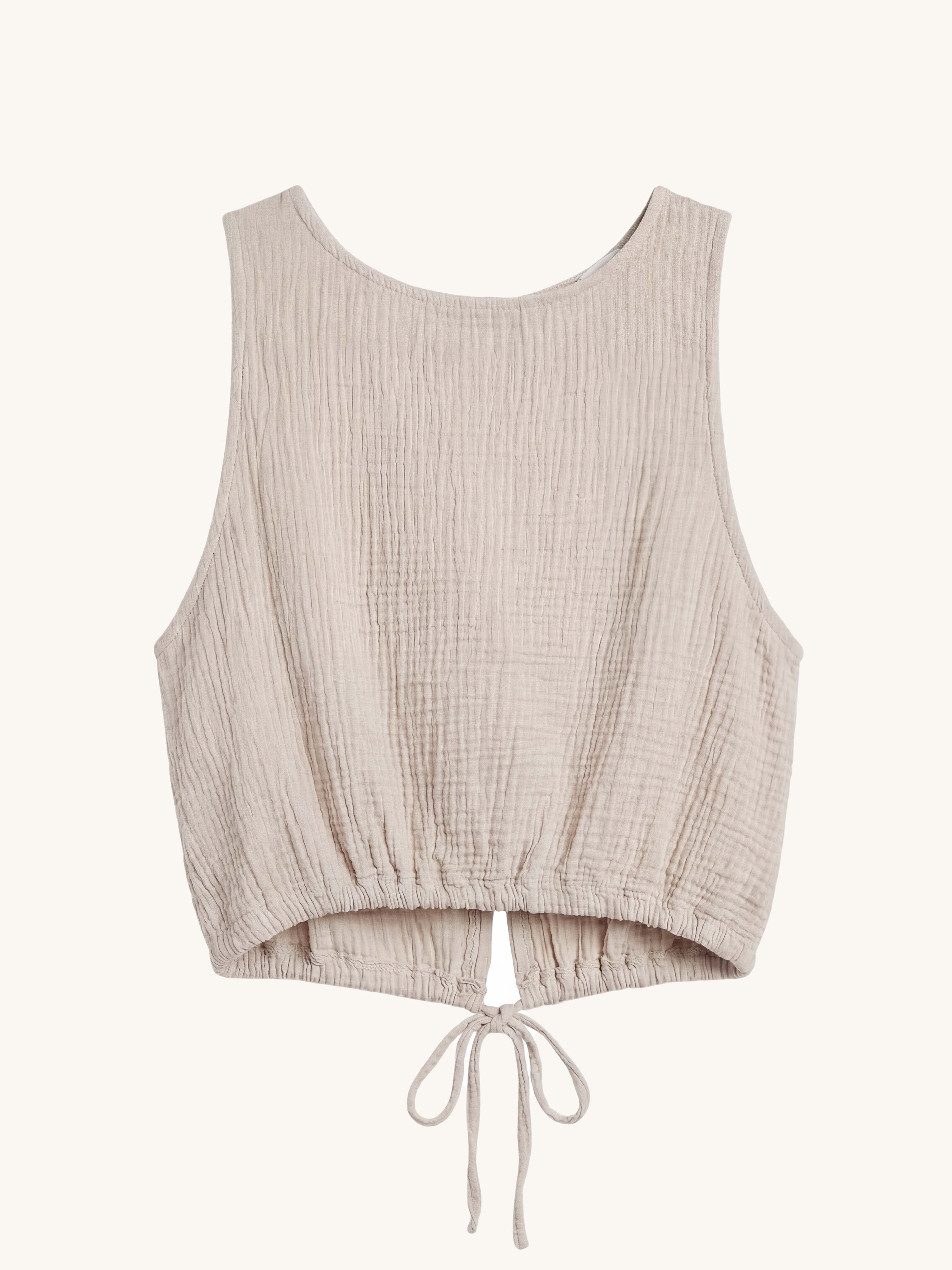 Musselin Cropped Top - Greige