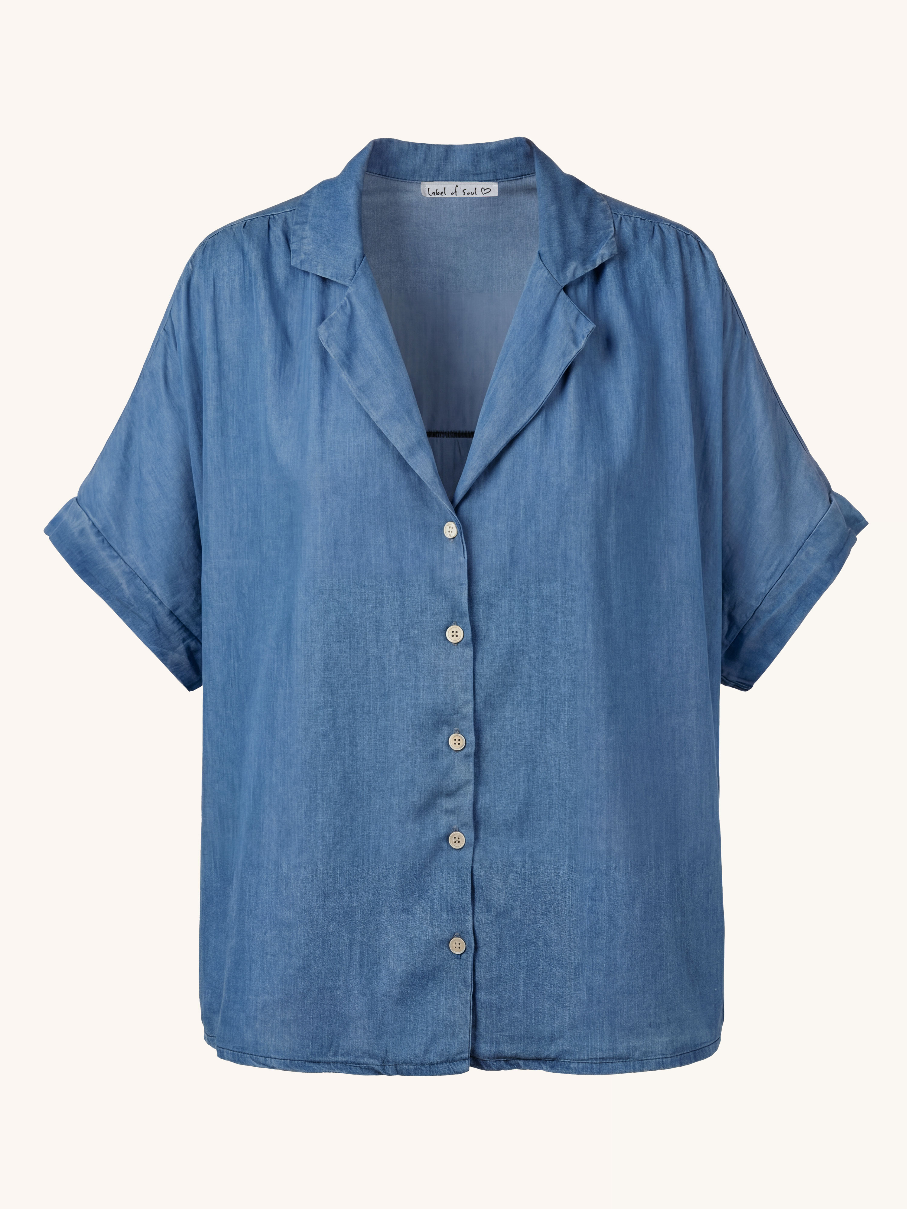 Lyocell Oversize Hemdbluse - ELEGANCE - Medium Blue