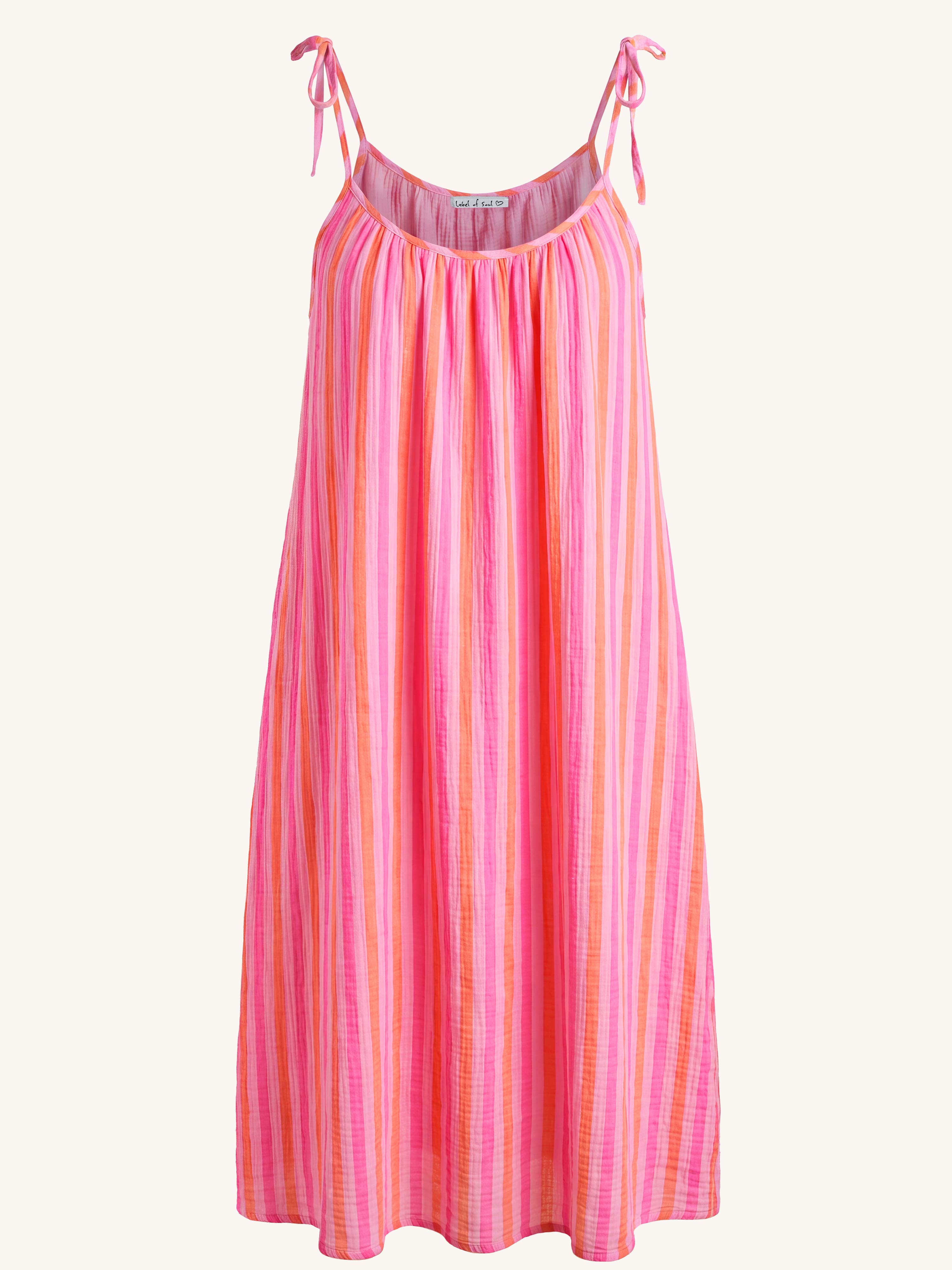 Musselin Trägerkleid LONG mit Taschen - ALISA - STRIPES Sugar