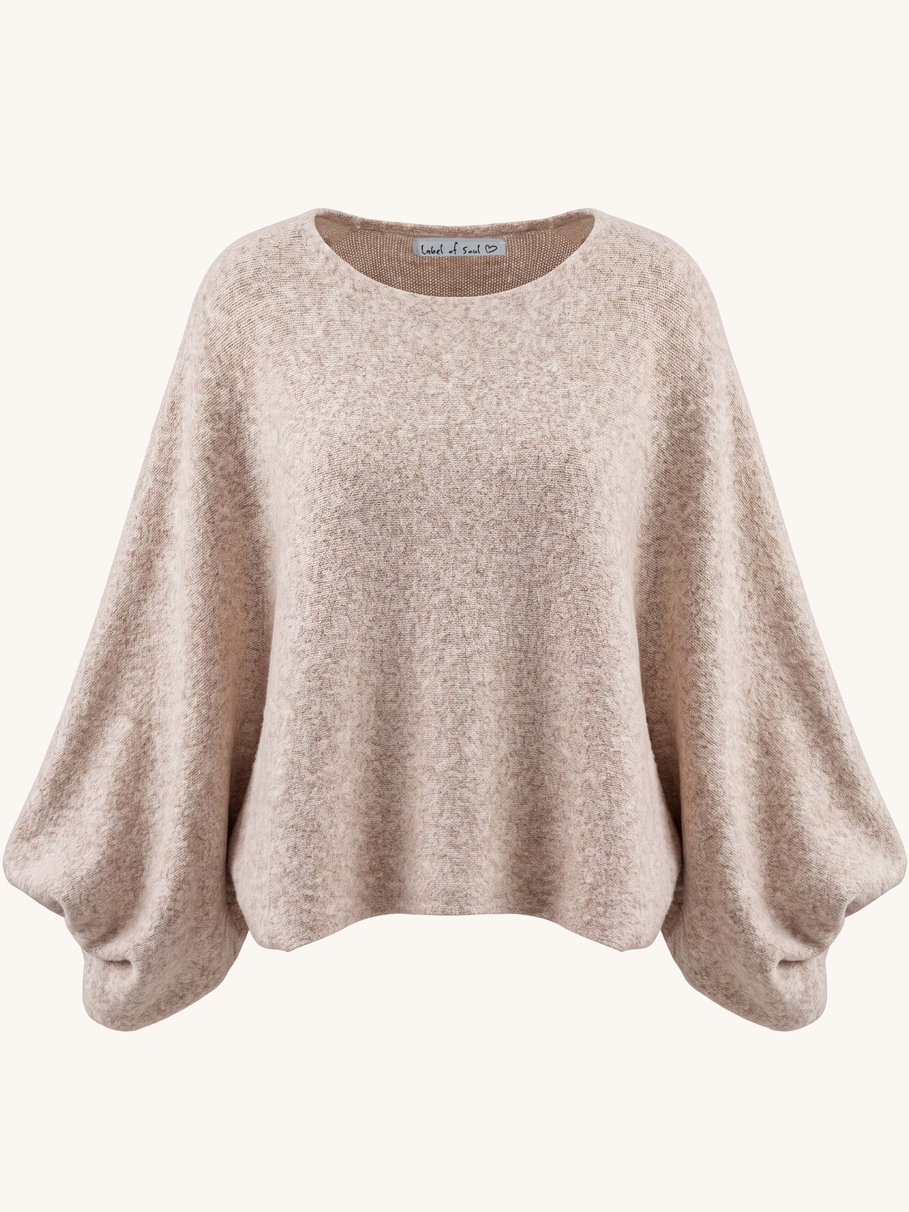 Soft Fledermaus-Strickpullover mit Alpakawollanteil - Oatmeal