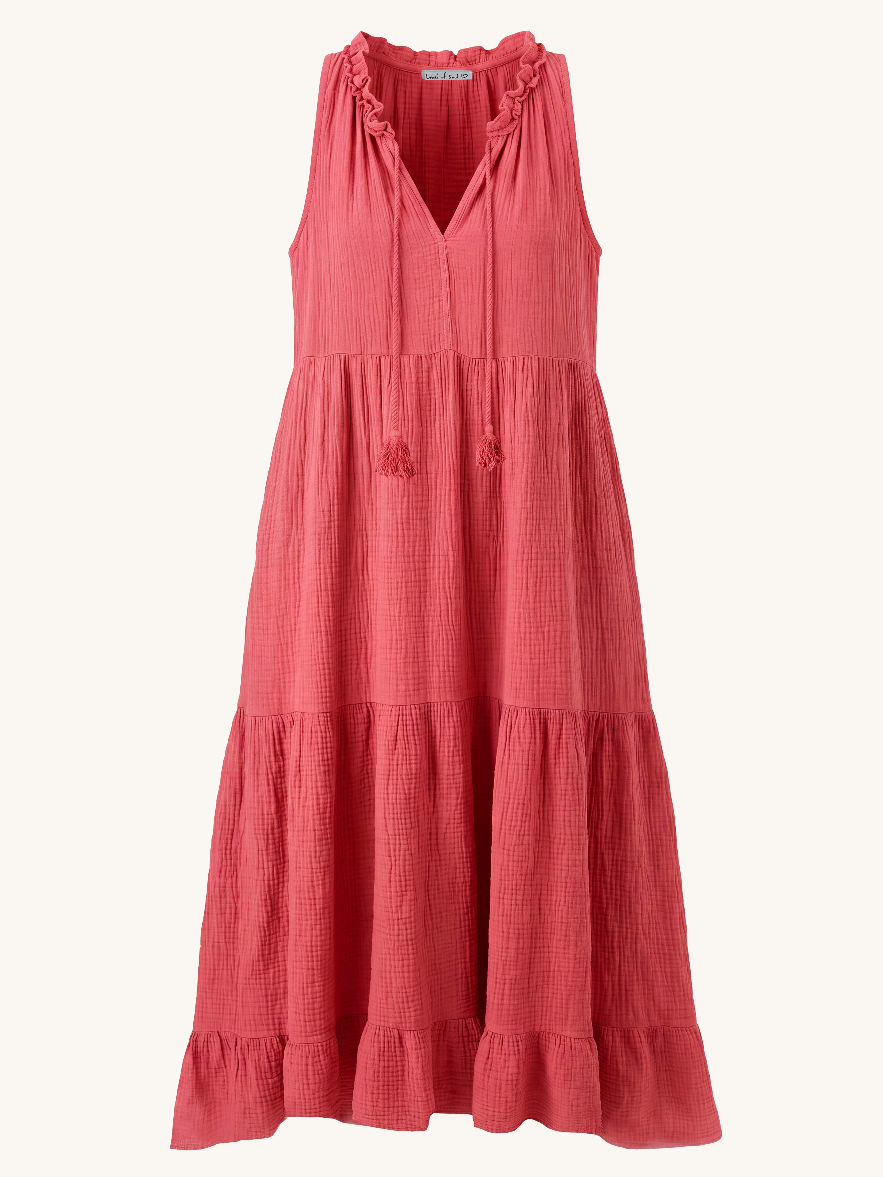 Ärmelloses Musselin Kleid - Wine