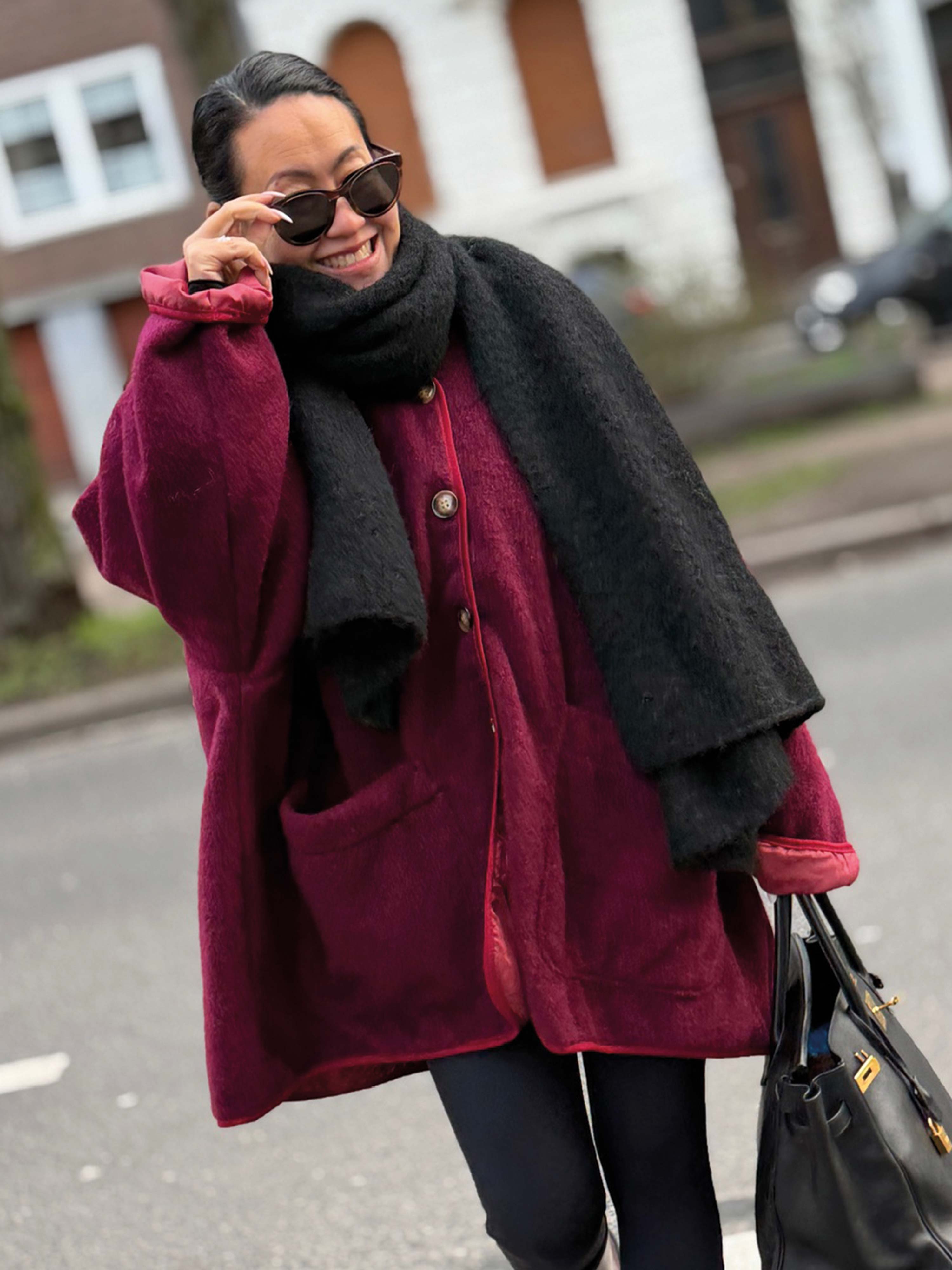 Oversize Jacke - SIGNATURE - Burgundy inkl. Gratisbrosche