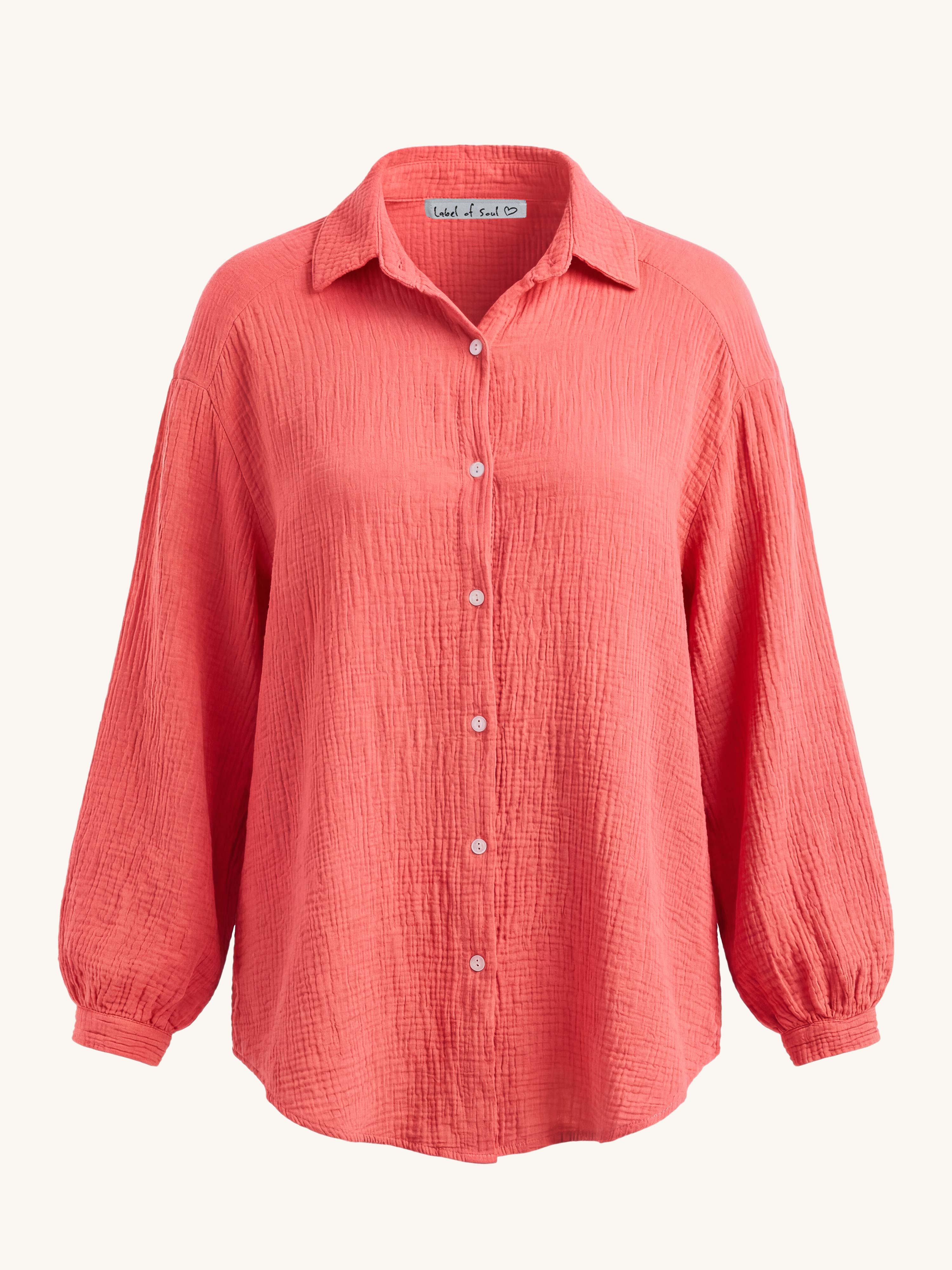 Musselin Midi Oversize Bluse - Peach