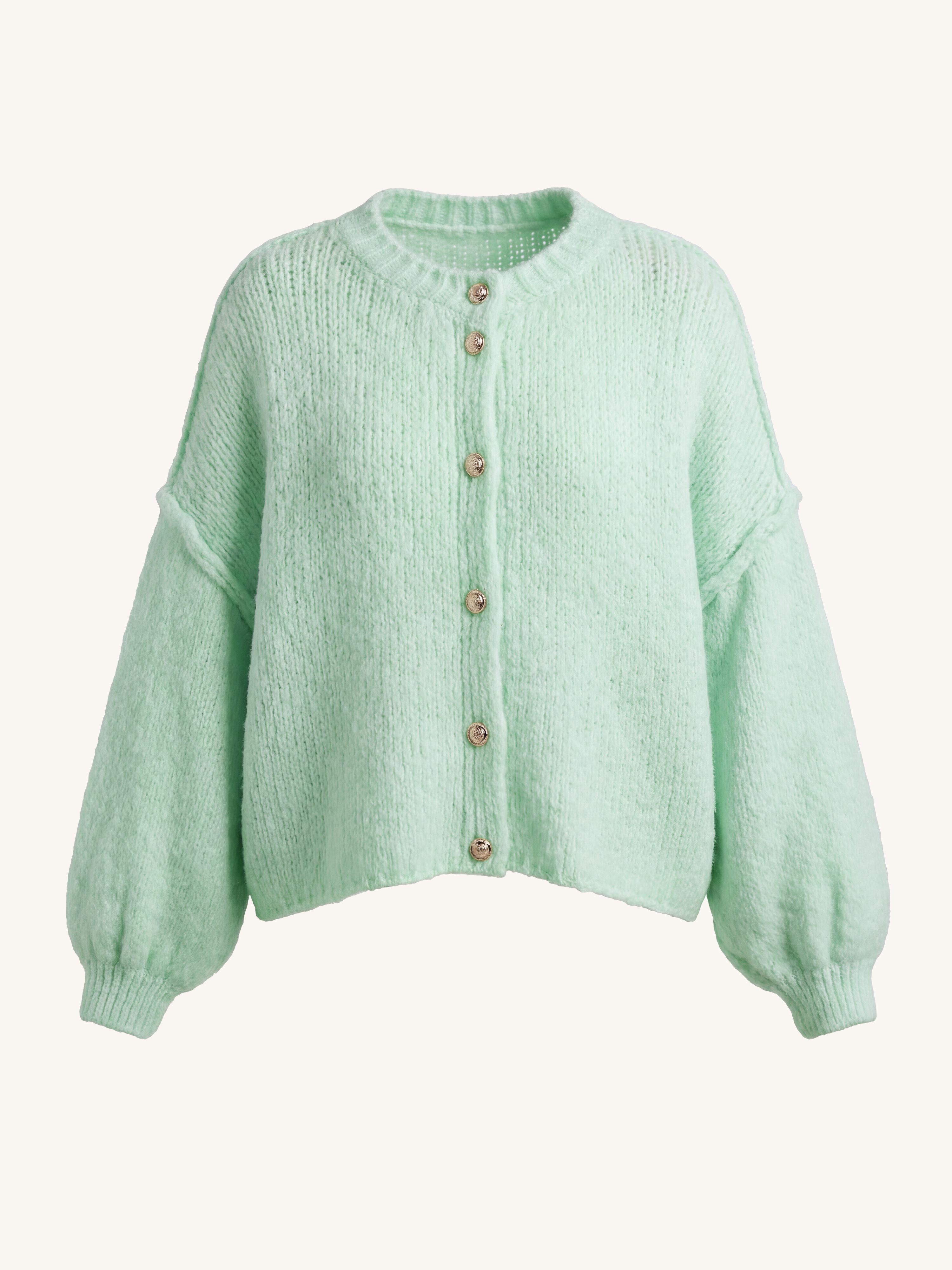 Oversize Cropped FLAUSCHI Cardigan - Pastell Mint