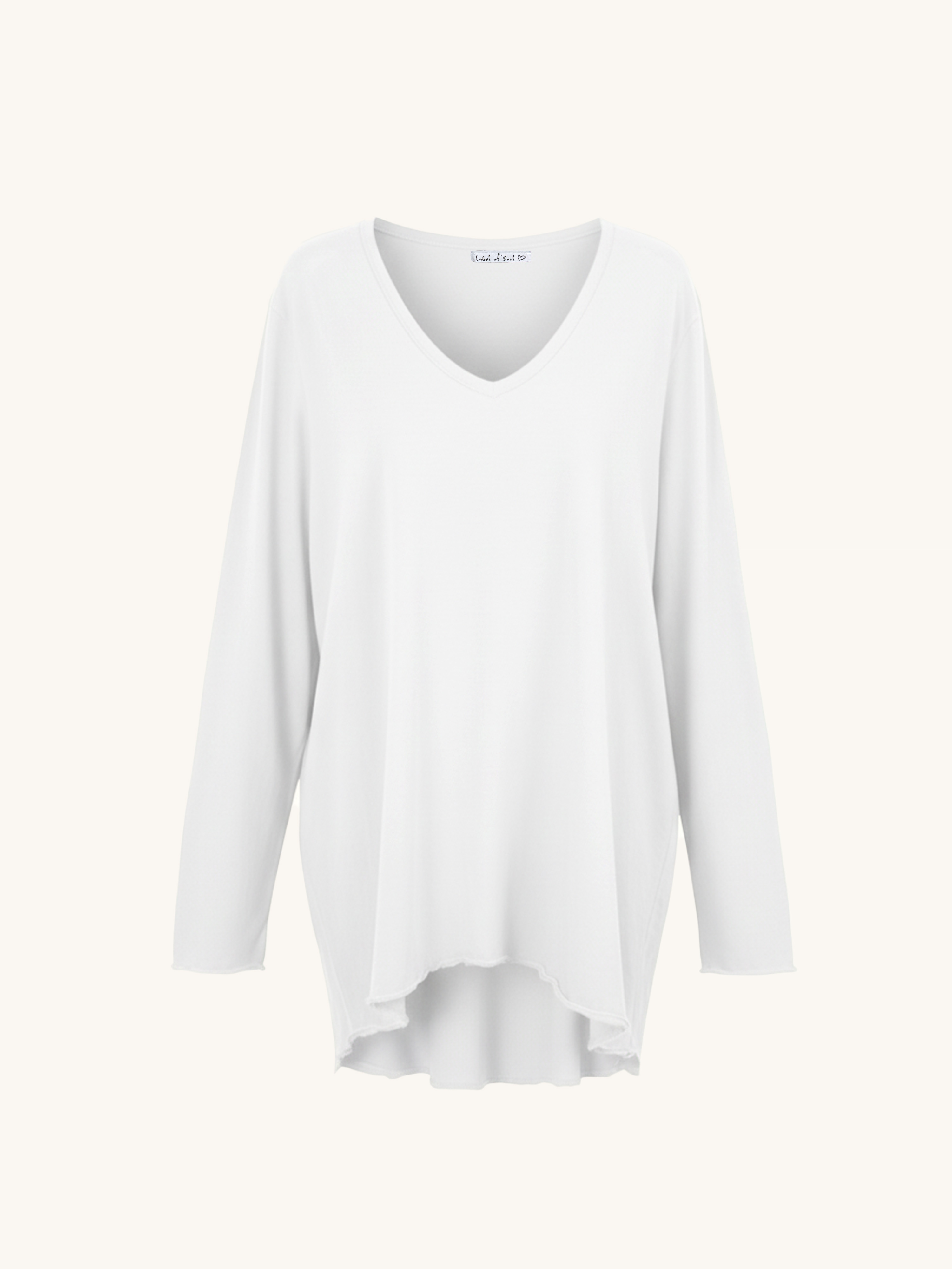 Basic Vokuhila Langarmshirt V-NECK - Weiss
