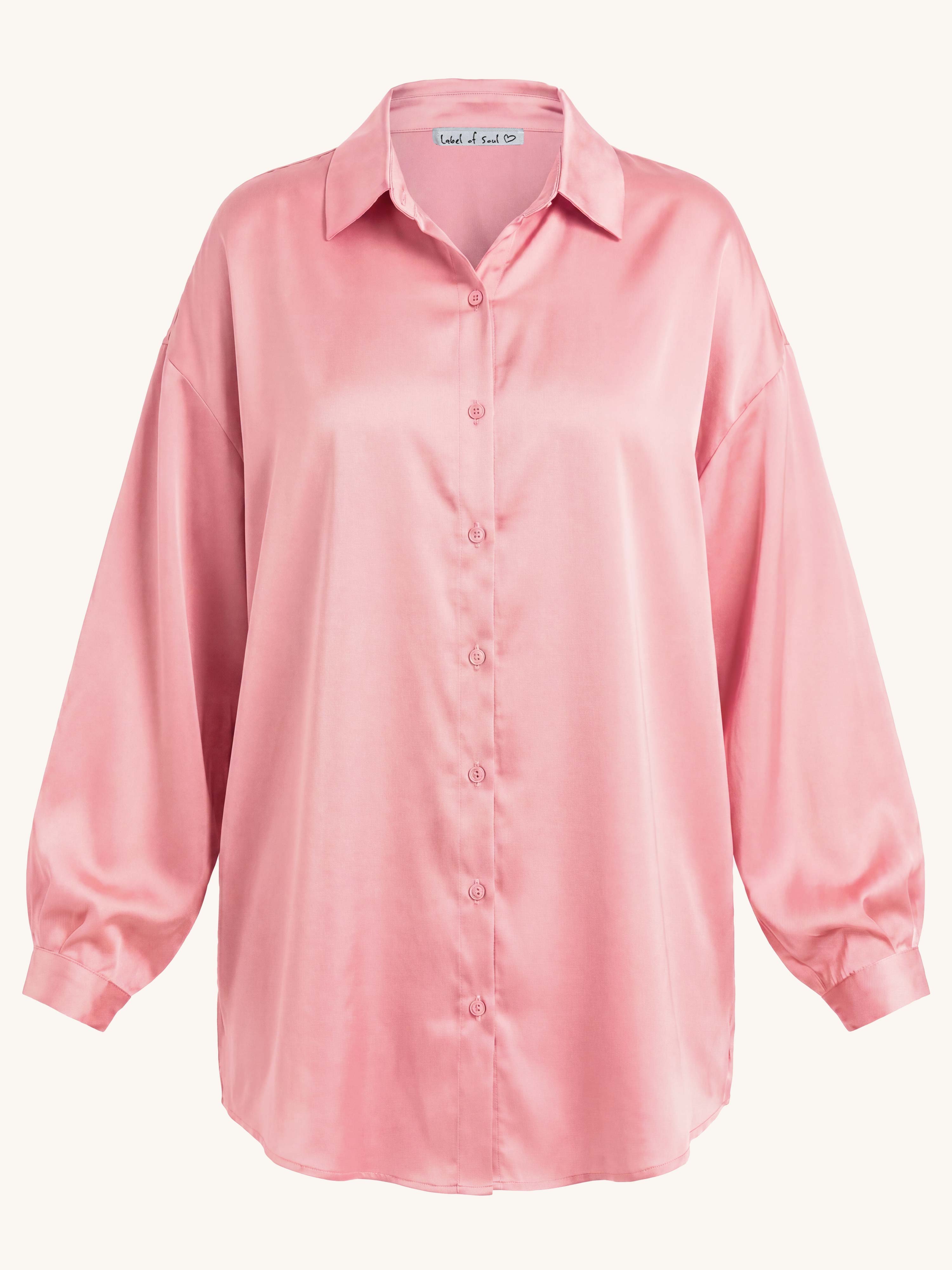 Viskose Long Oversize Bluse - ELEGANCE - Rosa