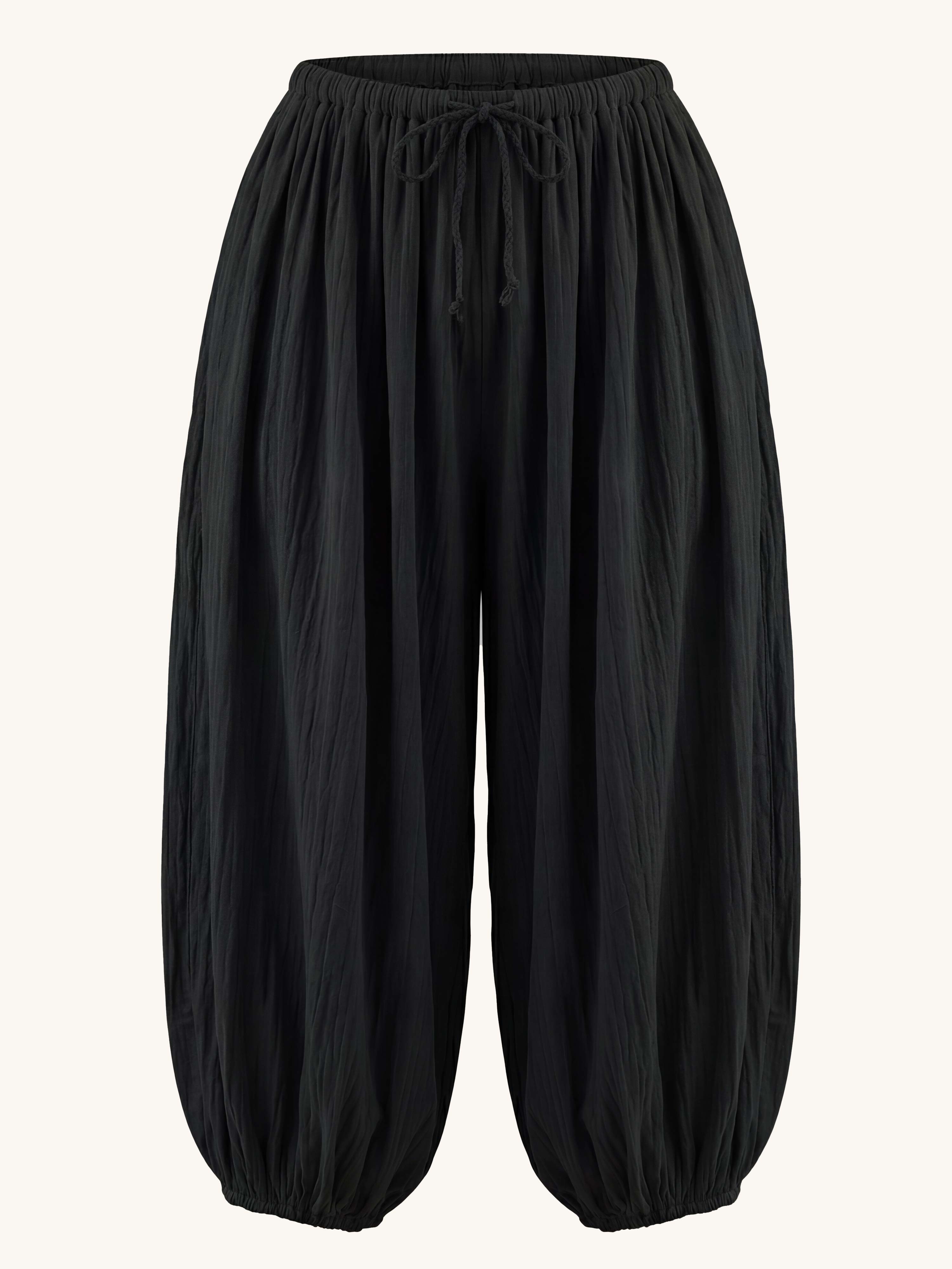 Leichte Palazzo Oversize Hose - BoHo - Schwarz