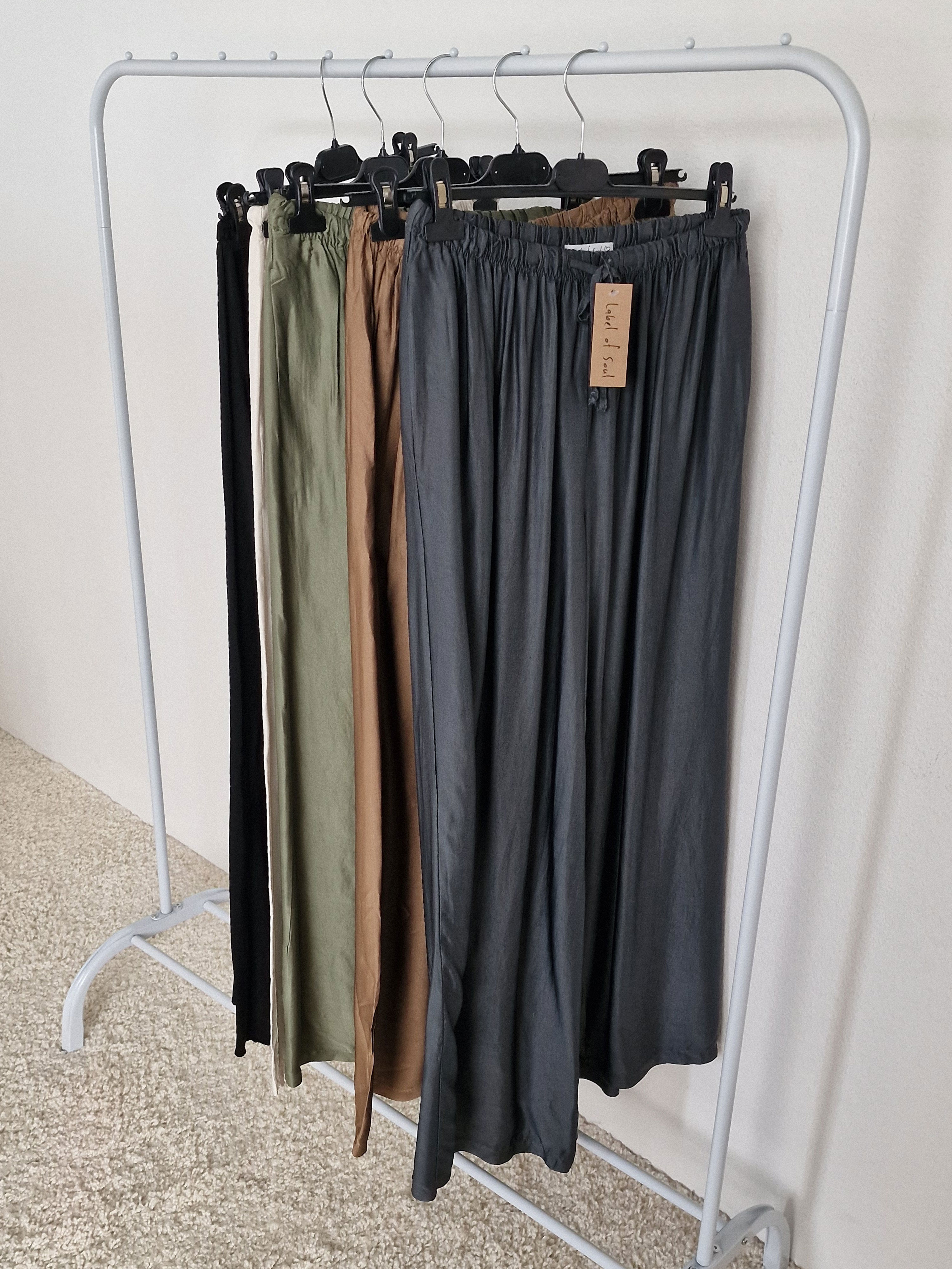 Viskose Palazzo Hose mit Seidenanteil - Anthrazit Viskose Palazzo Hose mit Seidenanteil - Anthrazit