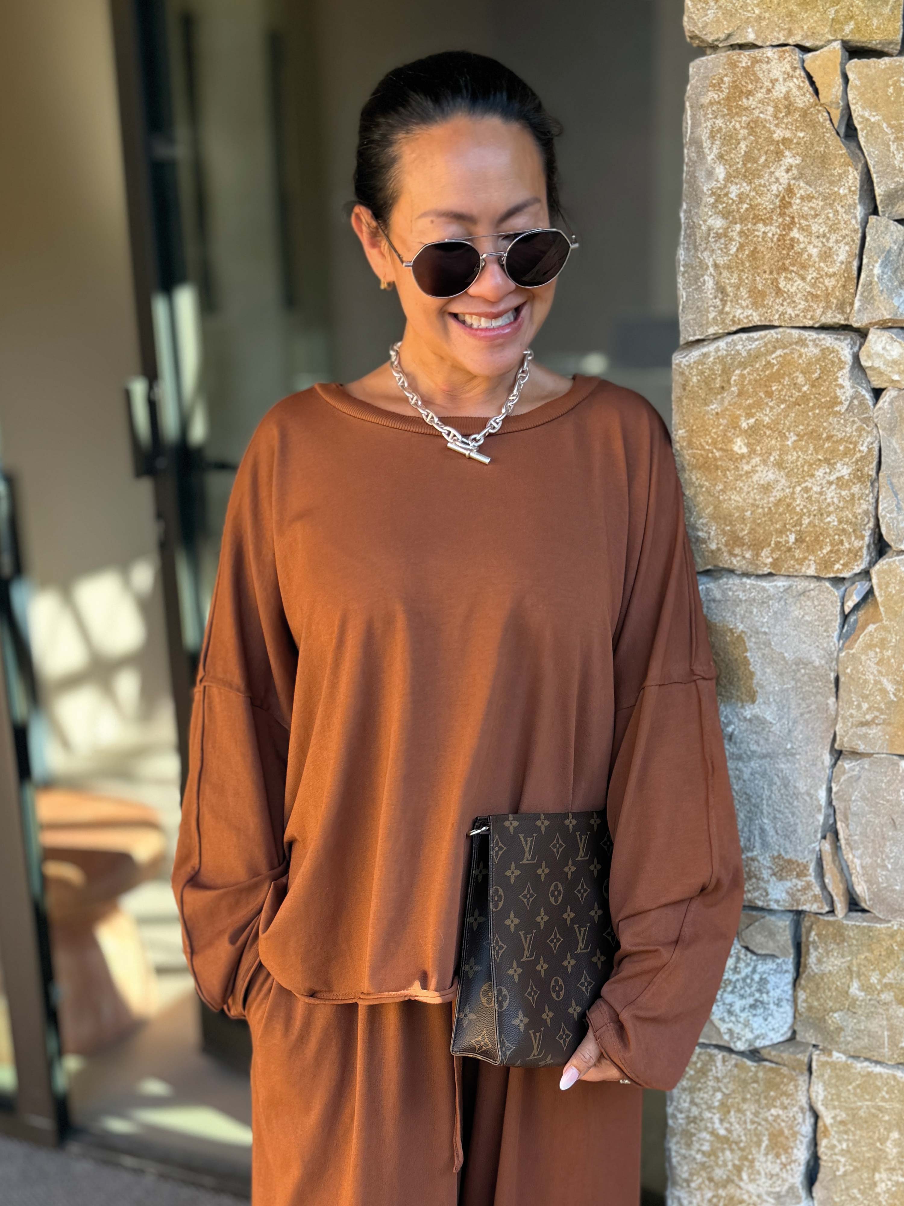 Basic Oversize Loungewear Shirt - Terracotta