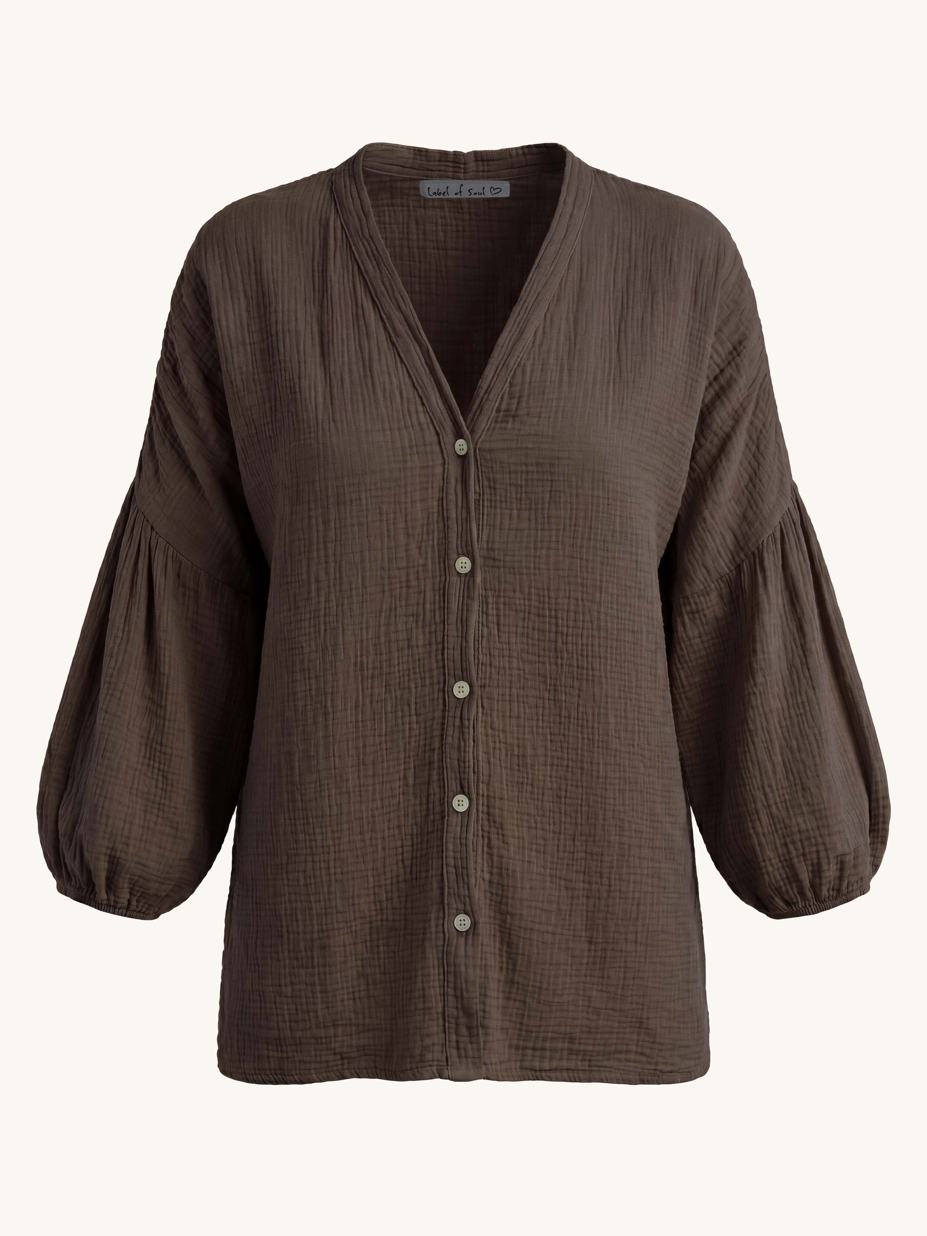 Musselin Oversize Blusen Cardigan - Schoko