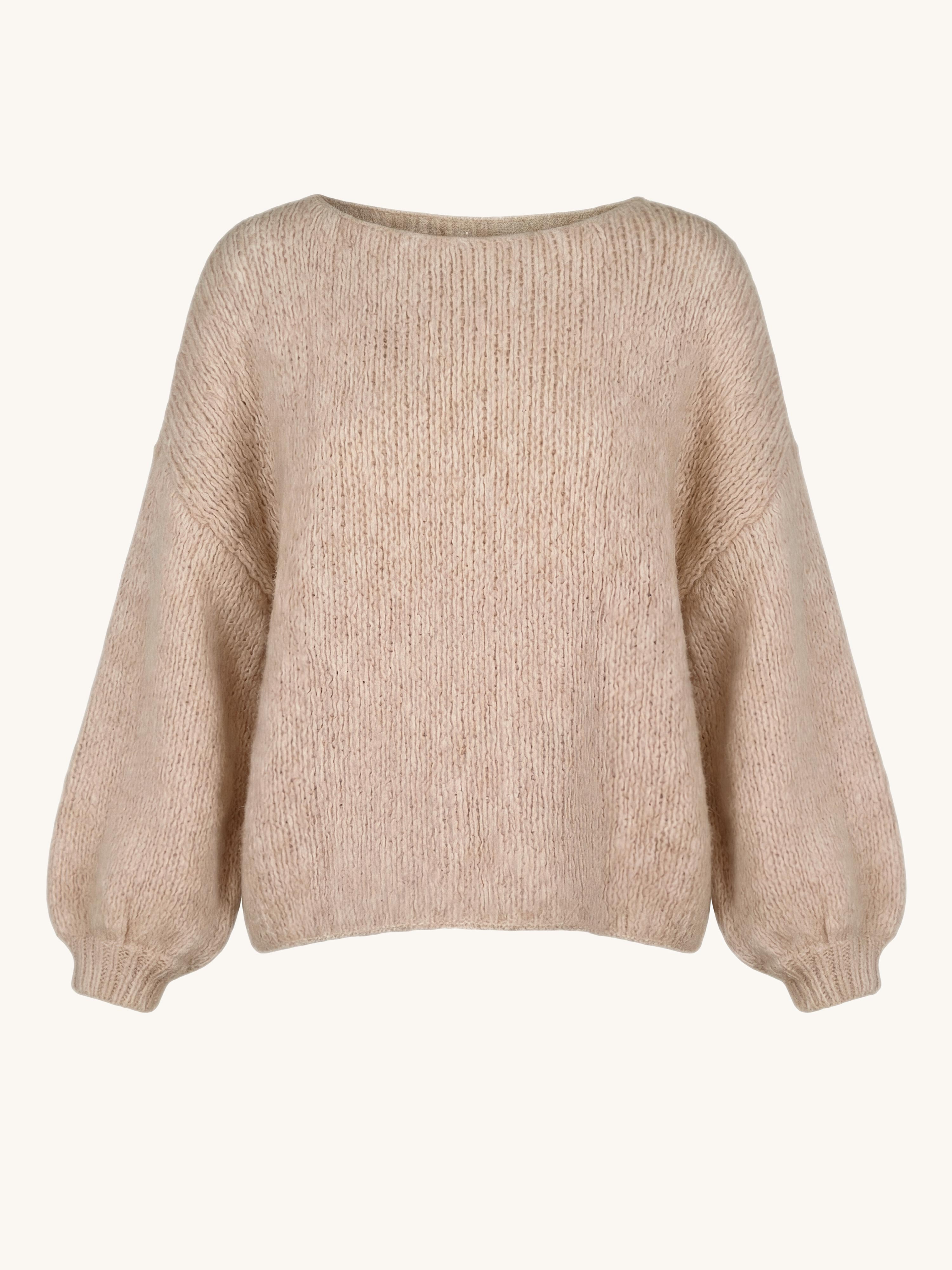 Oversize Cropped Strickpullover - FLAUSCHI - Beige