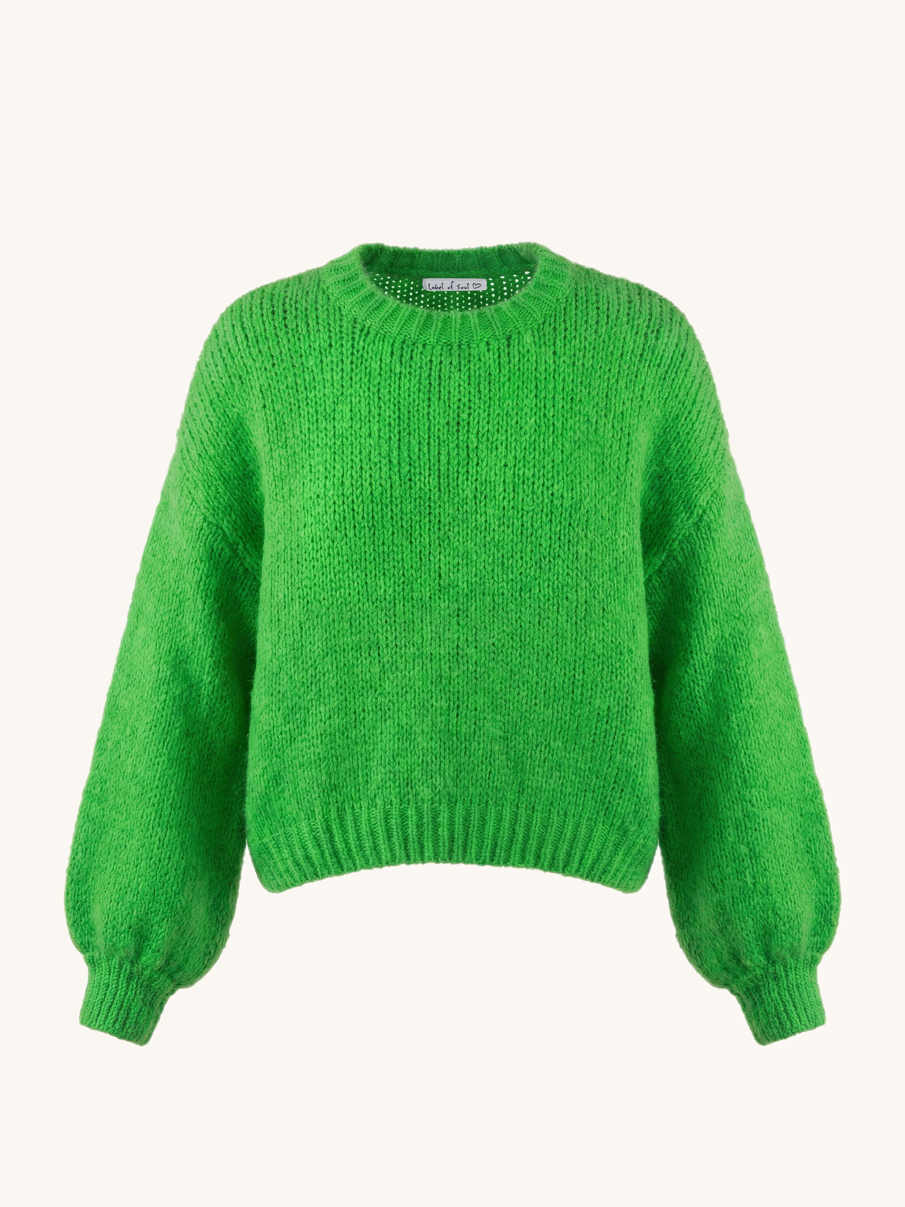 Strickpullover mit Rundhalsausschnitt - FLAUSCHI - Grün