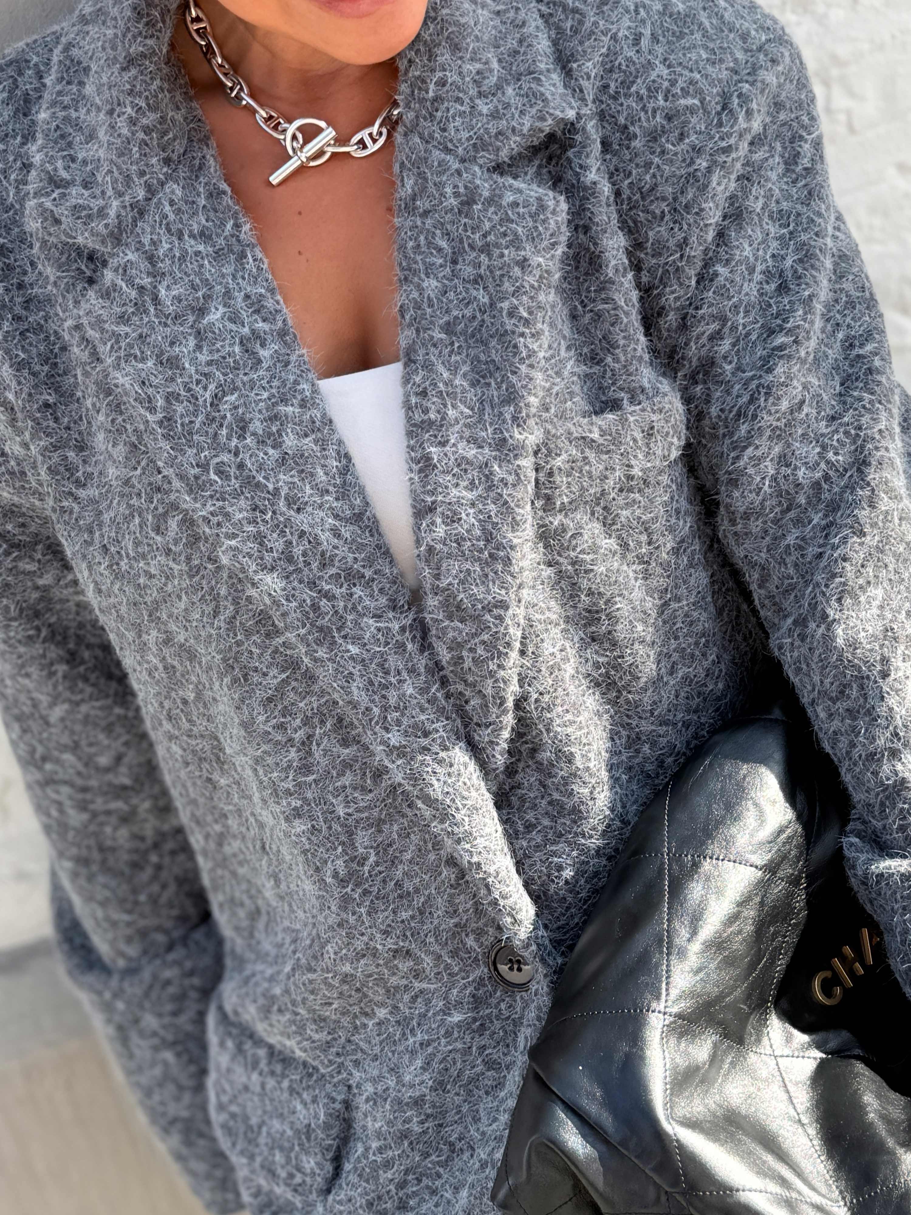 Oversize Bouclé Blazer HENRY - Grau
