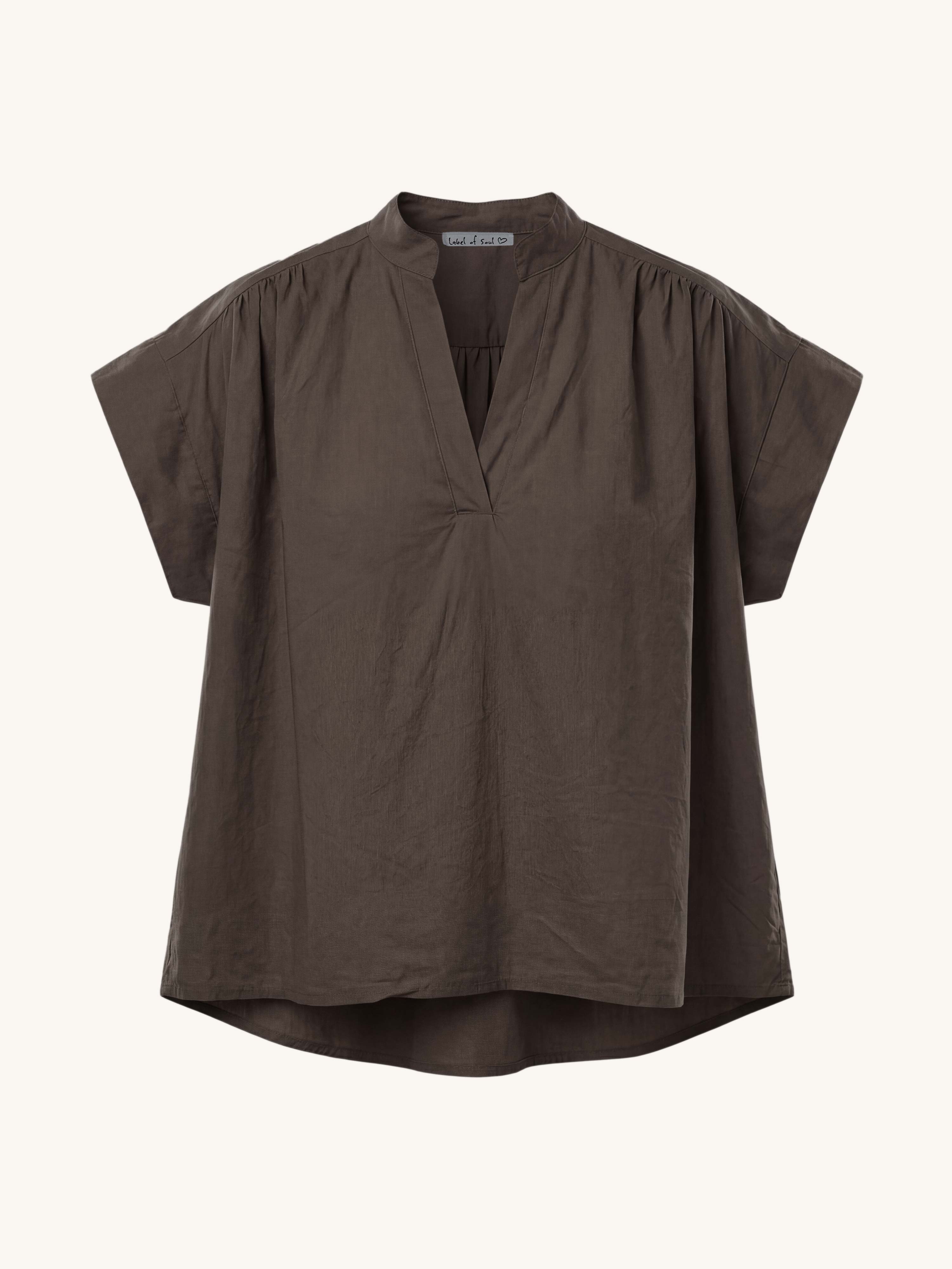 Cotton Vokuhila Bluse Midi - Schoko