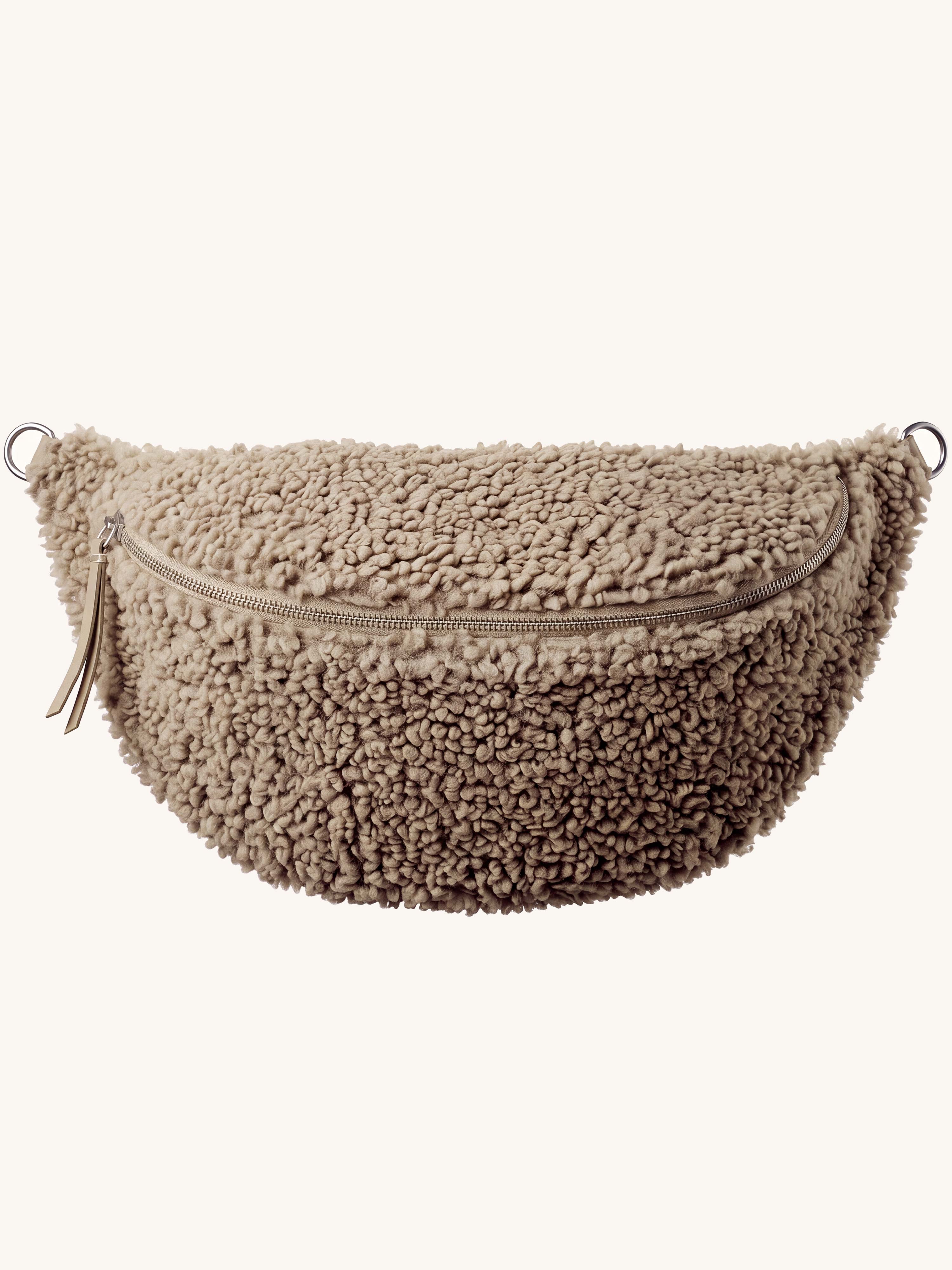 XXL Teddylook Bumbag - Beige/Silber