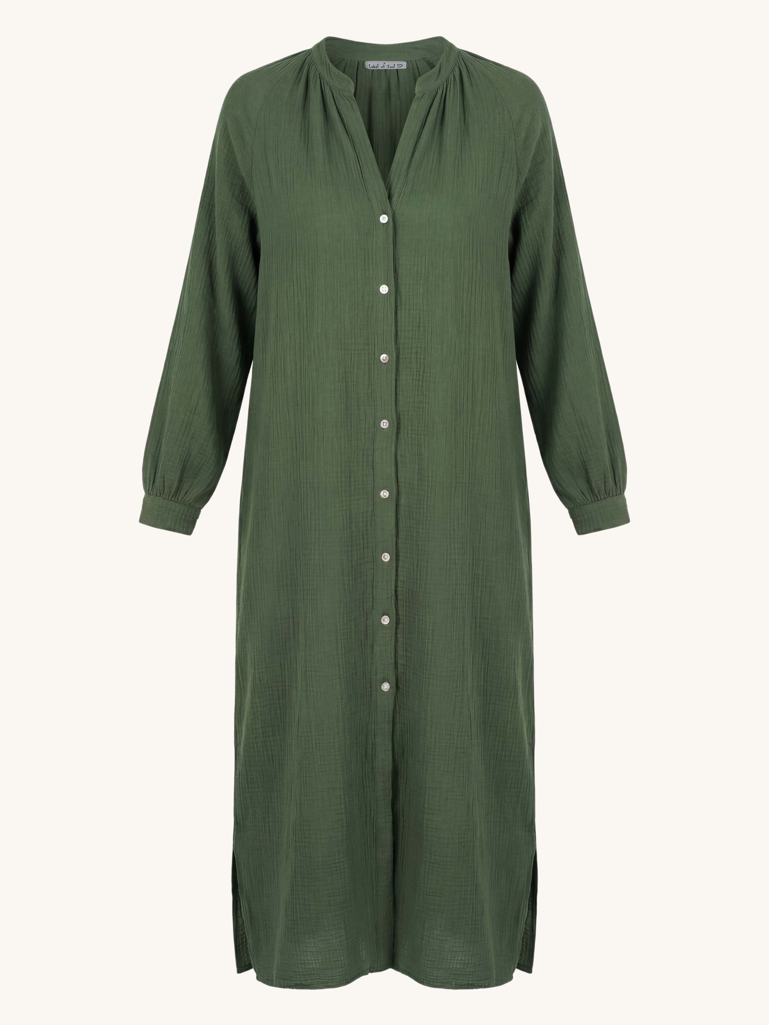 Musselin Oversize Kleid mit Gürtel - ONESIZE - Olive