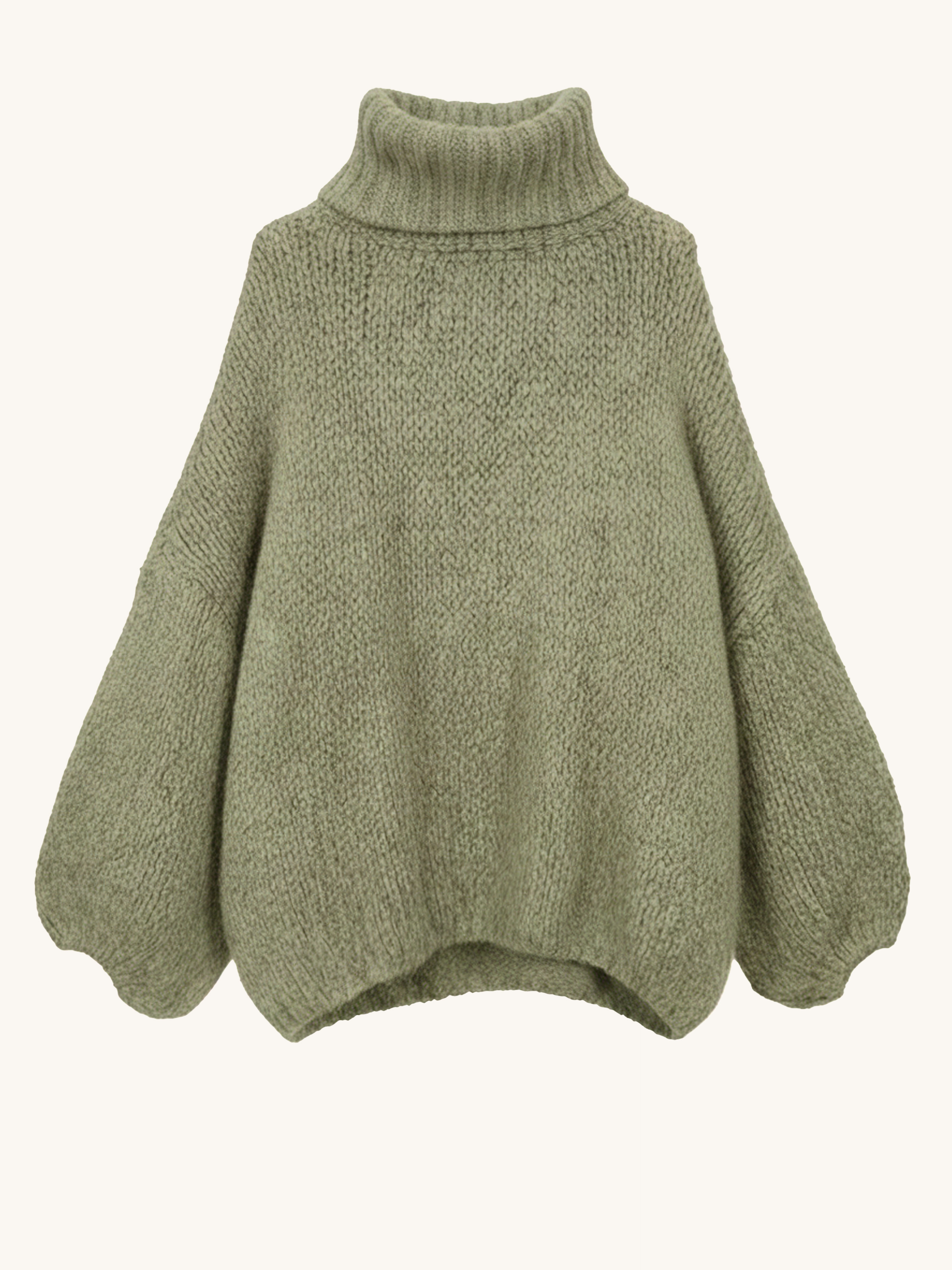 Oversize Pullover mit Schalkragen - FLAUSCHI - Matcha
