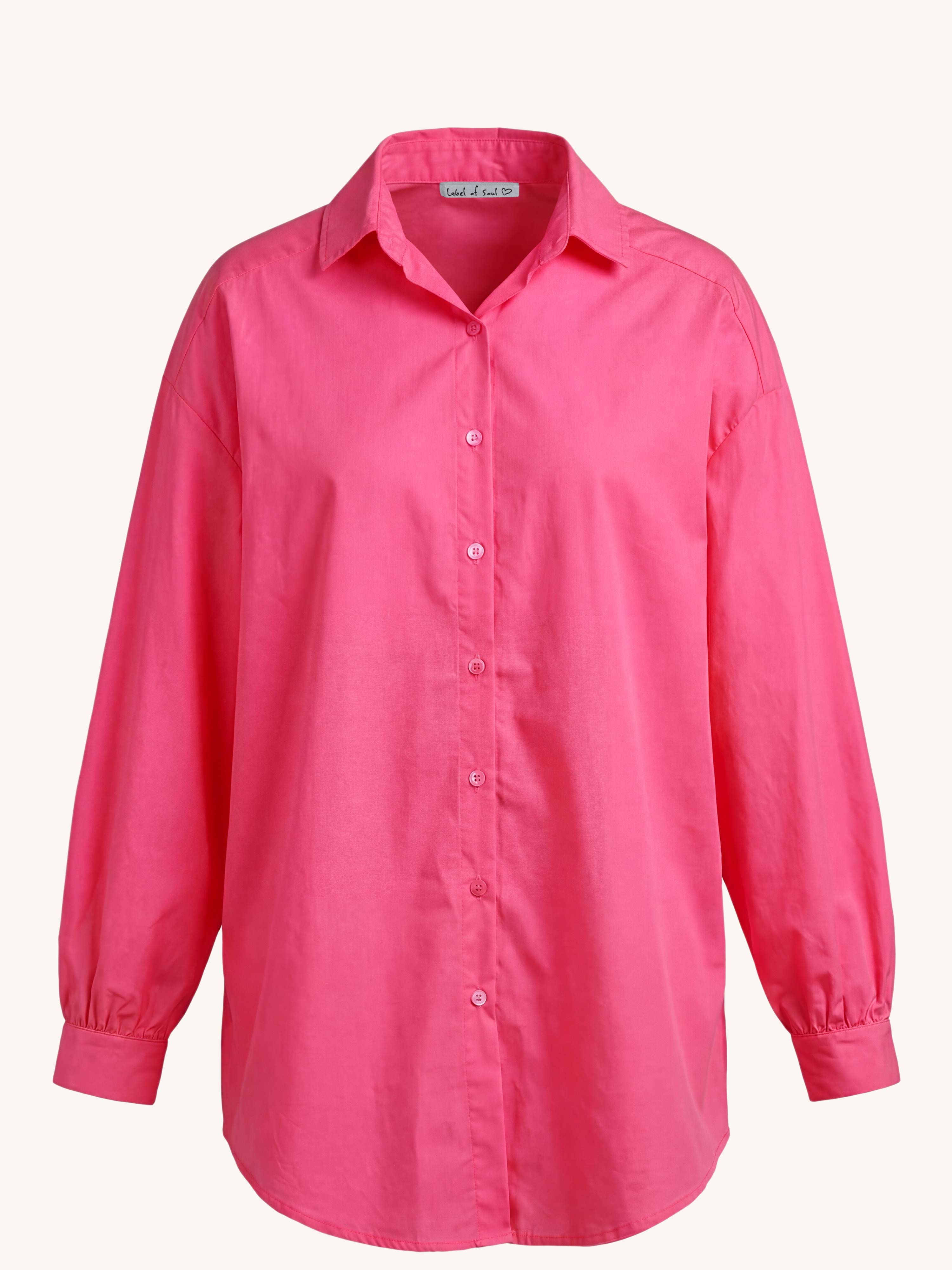 Cotton Long Oversize Hemdbluse - Pink