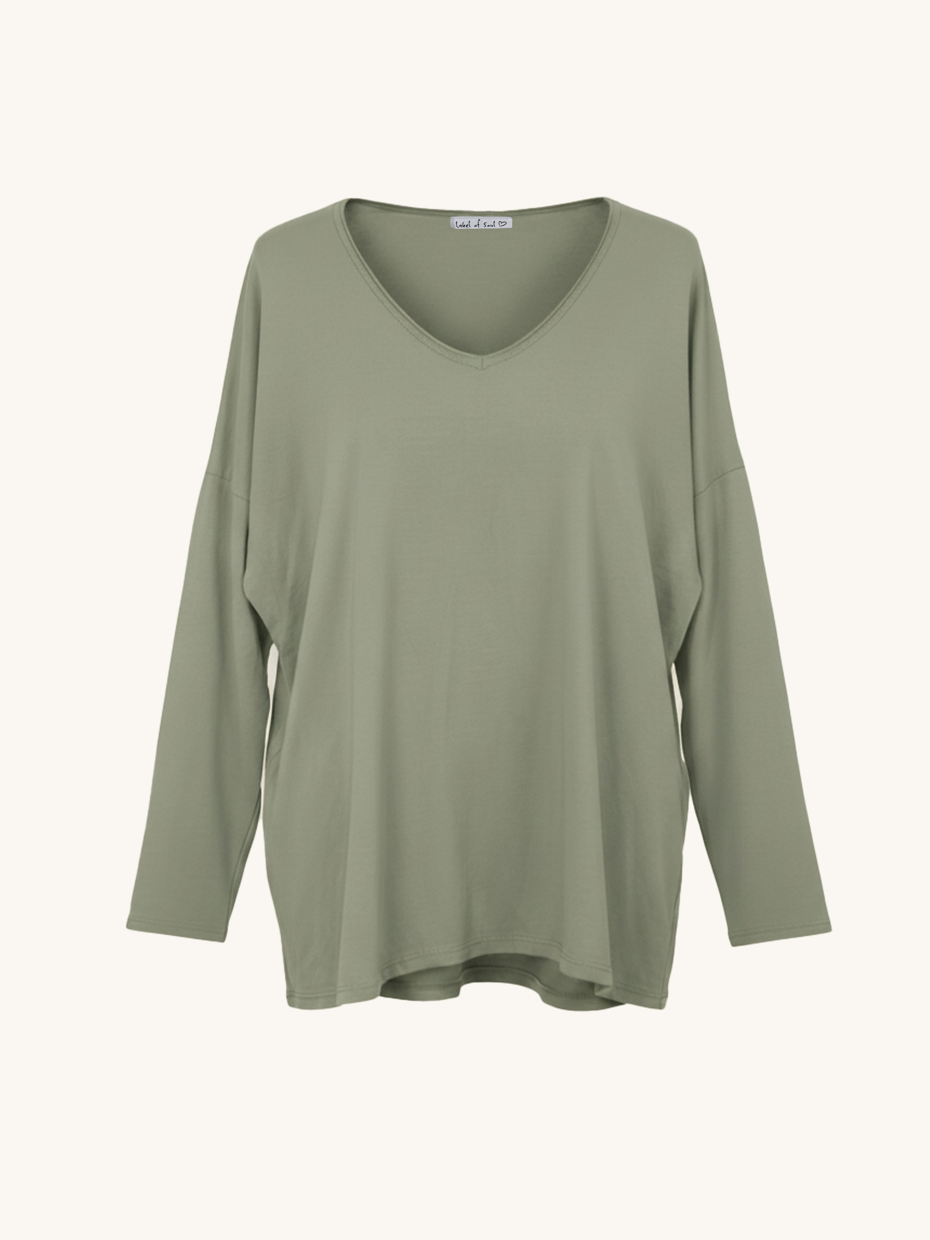 Basic Langarmshirt V-NECK - Matcha