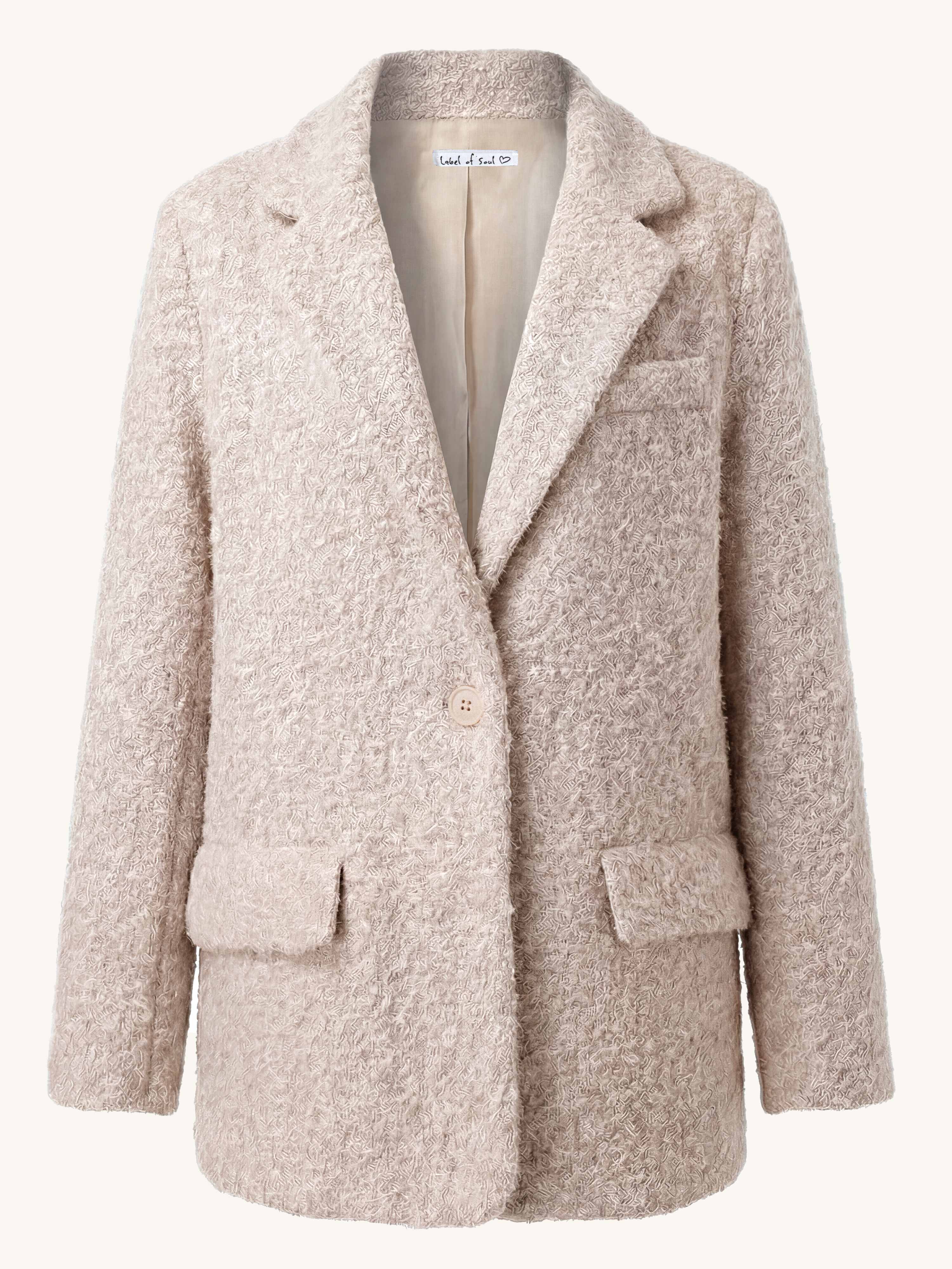 Oversize Bouclé Blazer HENRY - Oatmeal