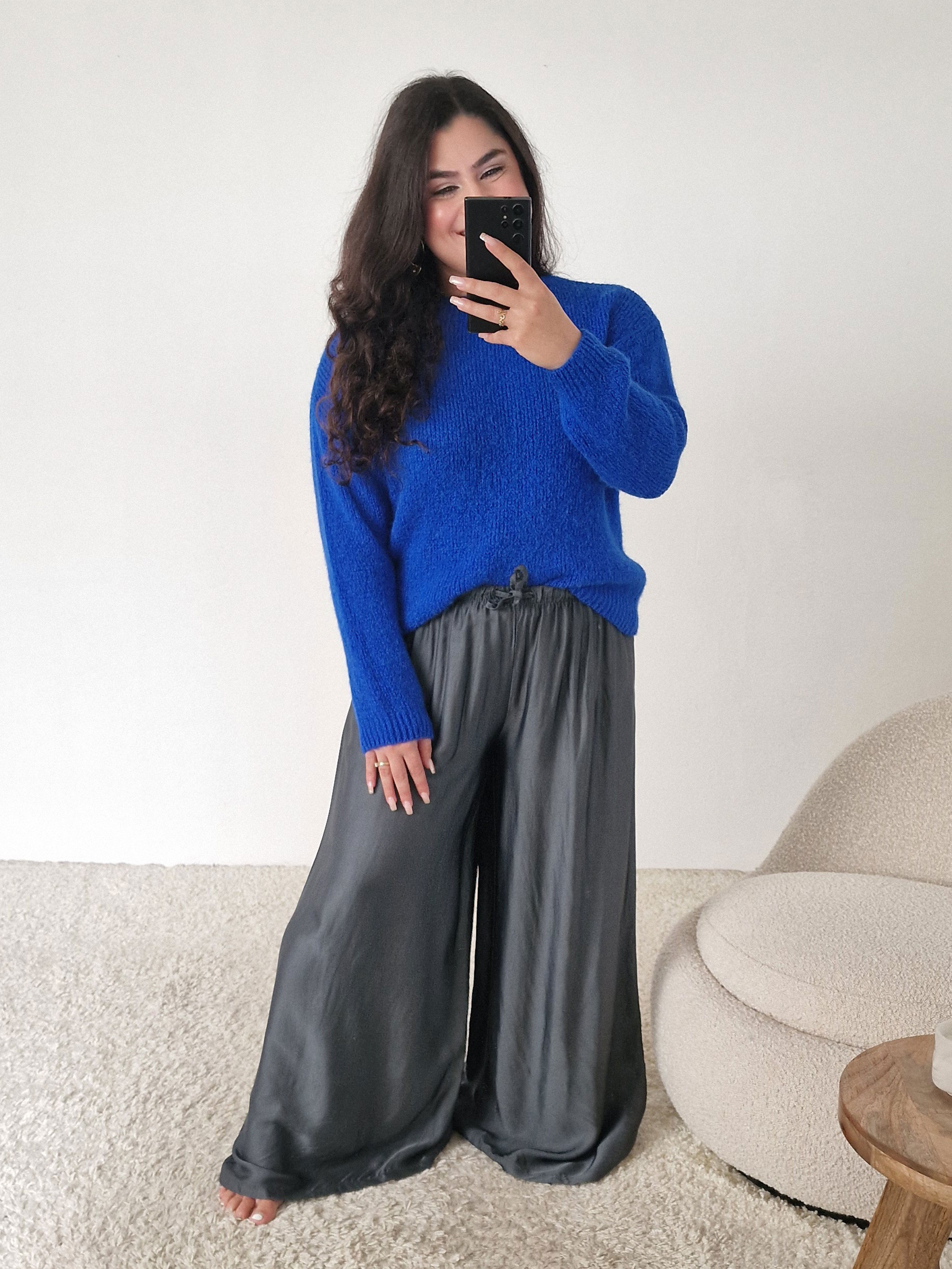 Pullover mit Baby-Alpakawollanteil - Royalblau